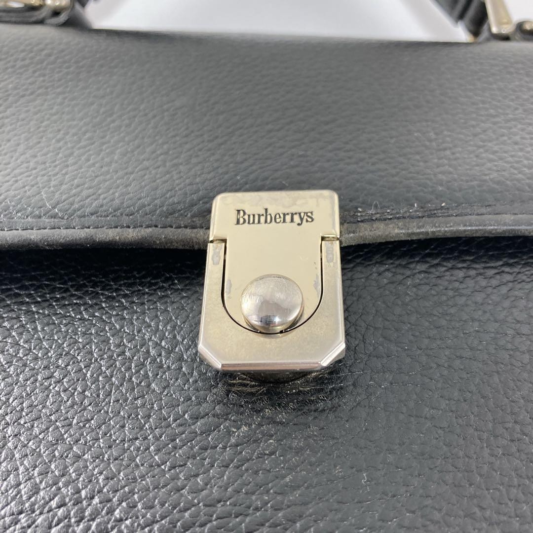 Authentic Vintage Burberry Black Leather Briefcase with Nova Check Interior, Siz
