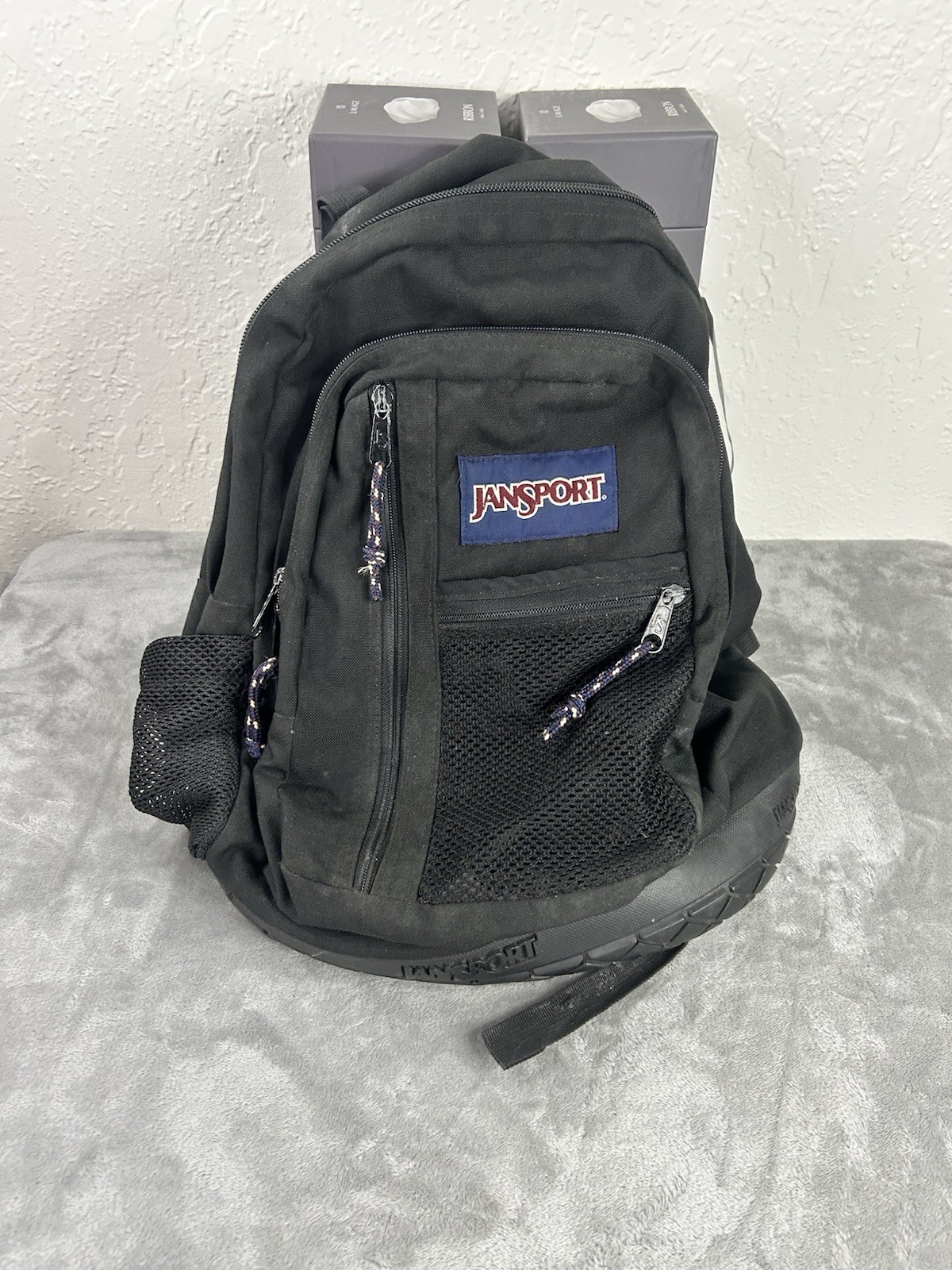 Vintage JANSPORT Backpack Thick Rubber Bottom Backpack Black Vintage