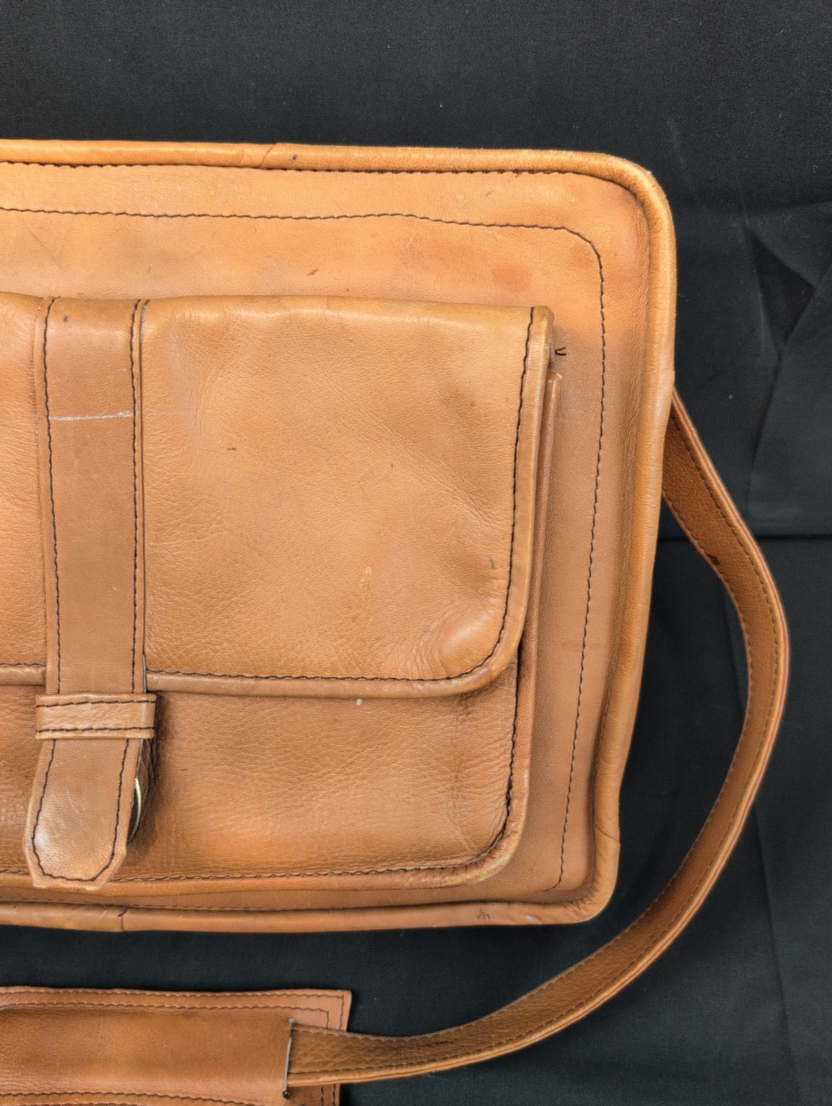 Vintage TUMI Light Brown Leather Crossbody Bag
