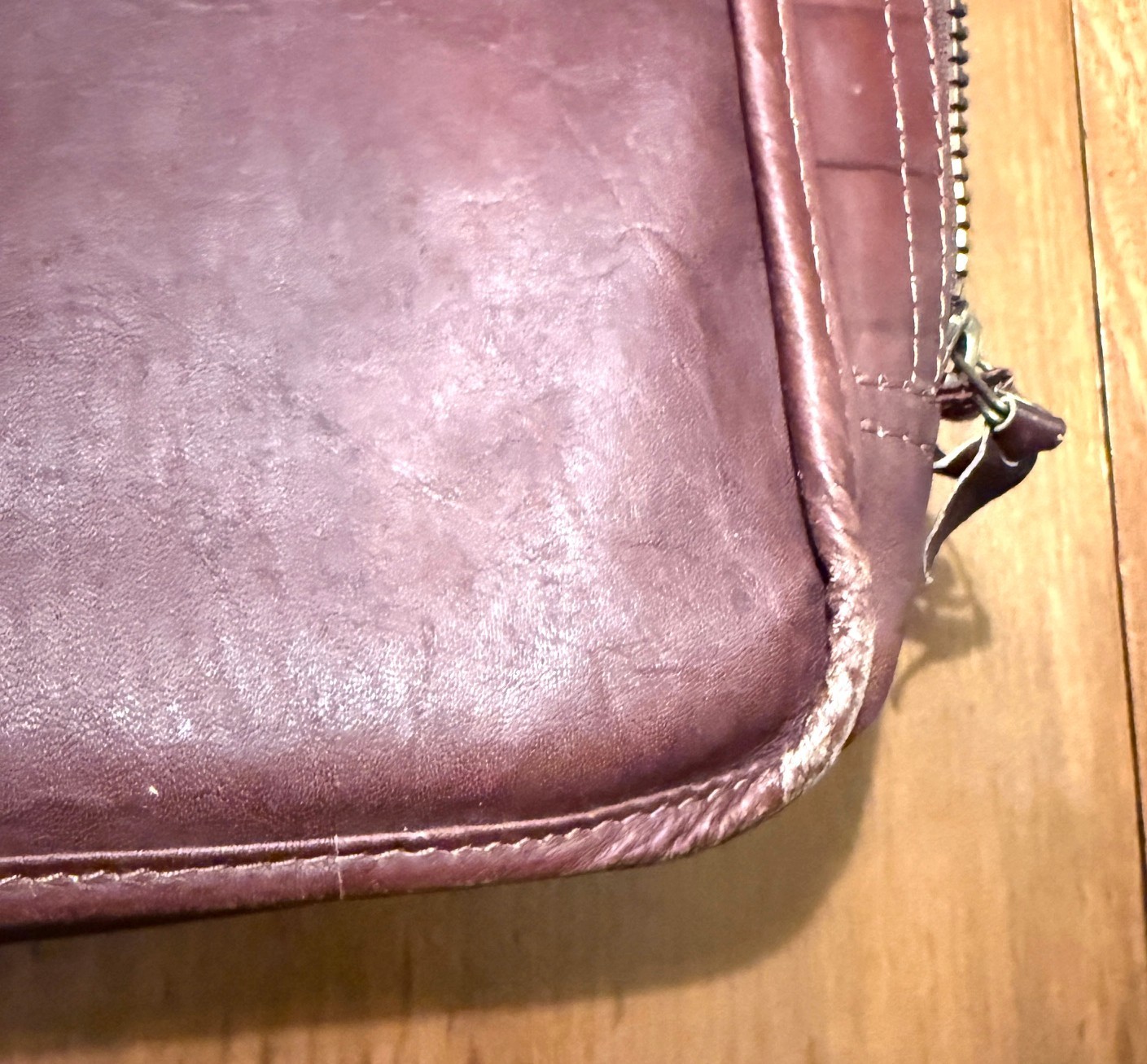 Vintage Leather Briefcase, Maroon Reddish-Brown, Columbia, Many Compartments