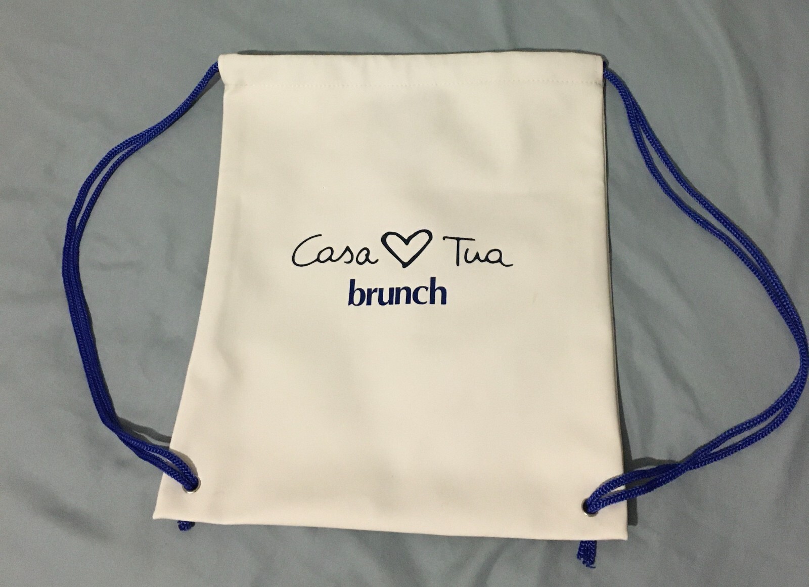 Bagbase Sublimation Gym sack / Drawstring Bag (5 Liters) Ivory Off White / Blue