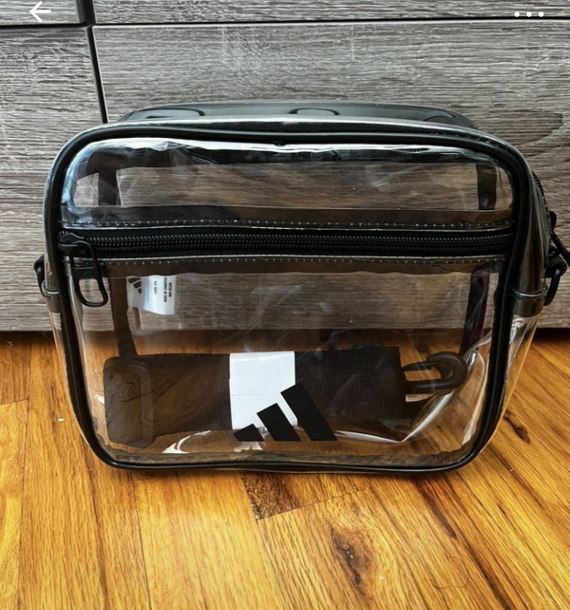 adidas Clear/Black Small Crossbody Bag Zip Closure Adjustable Strap Unisex