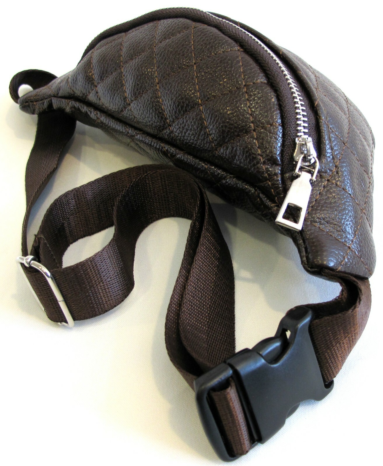 Quilted Pattern Soft Faux Leather Fanny Pack Waist Bag One Zipper Pocket 5 Color