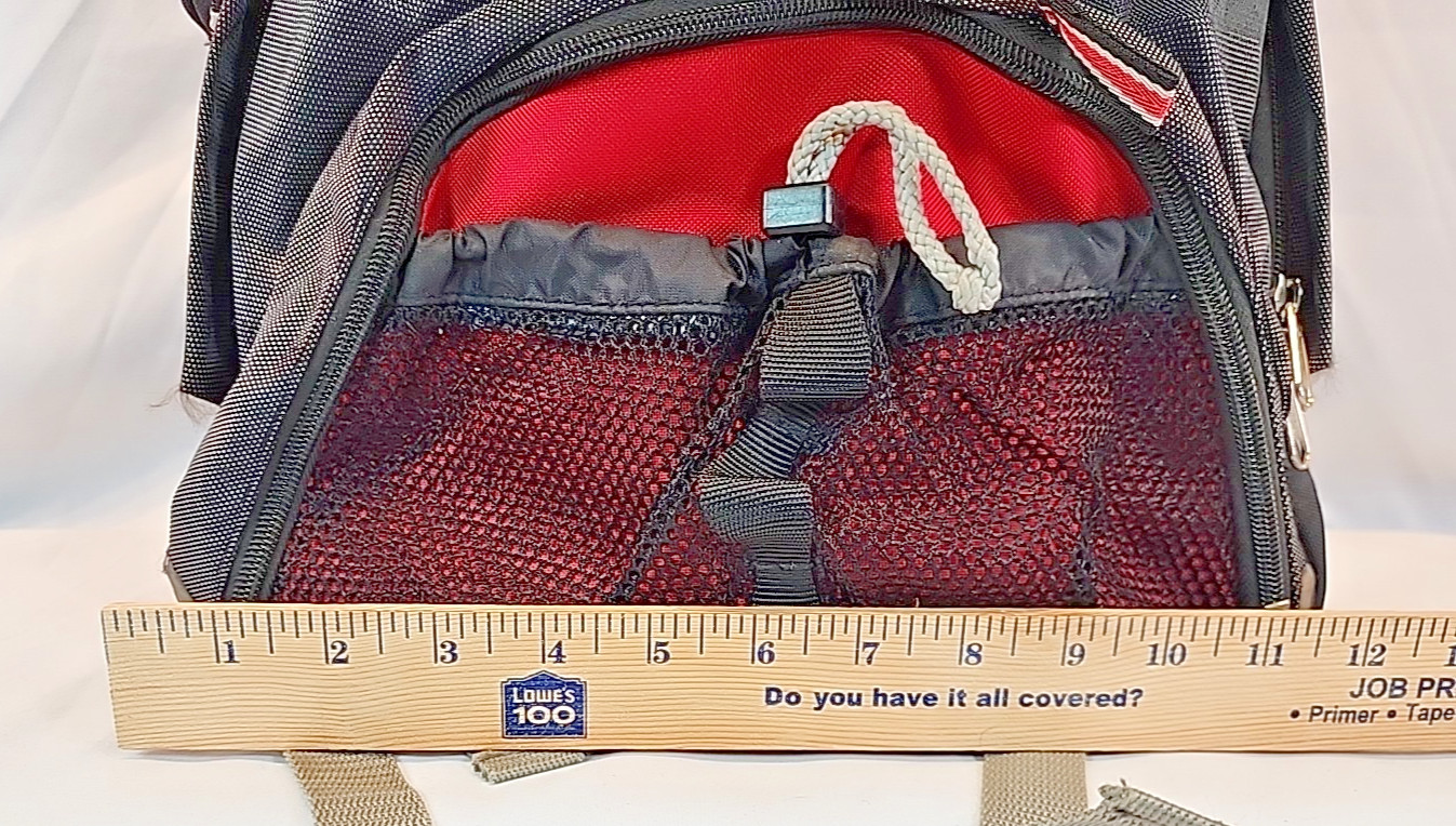 Vintage 90’s Eastsport Backpack Book Bag Red Black Many Pockets Cup Holders