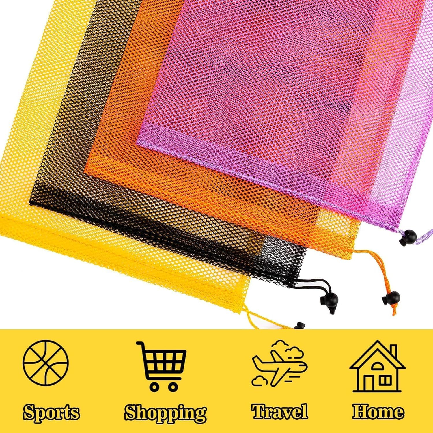 7PCS Colorful Mesh Drawstring Bag – Mesh Bag 18X12 Inch Breathable Nylon Mesh St