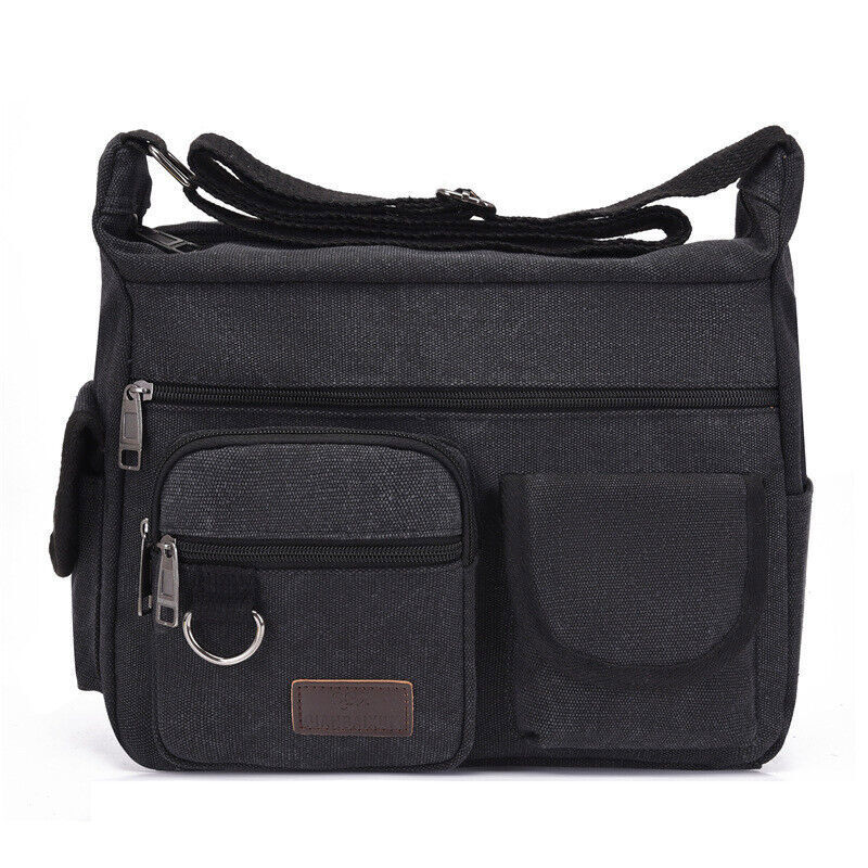 Canvas Bag Mens Messenger Crossbody Shoulder Large Bag with Multiple Pockets New
