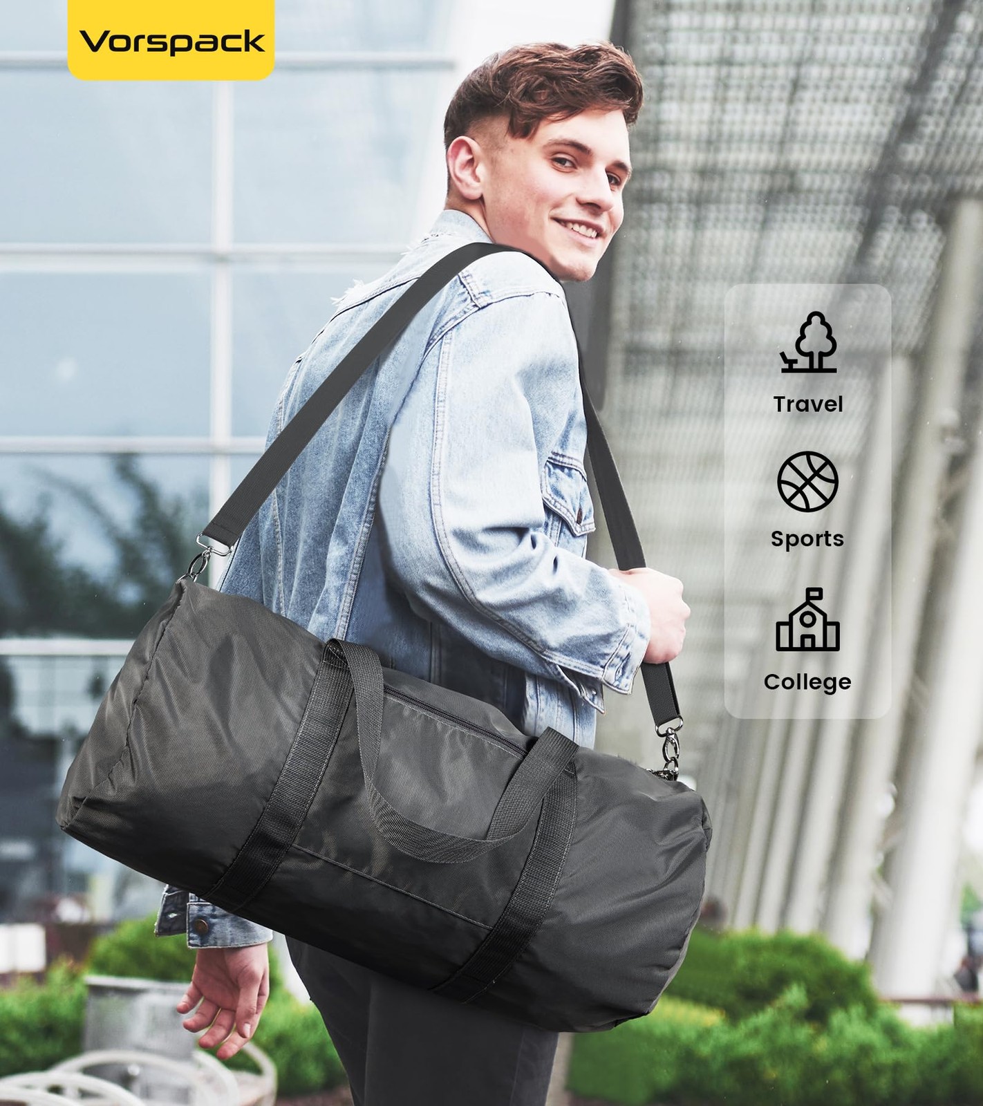 Duffel Bag 28 Inches Foldable Lightweight Gym Bag with Inner Pocket for Trave