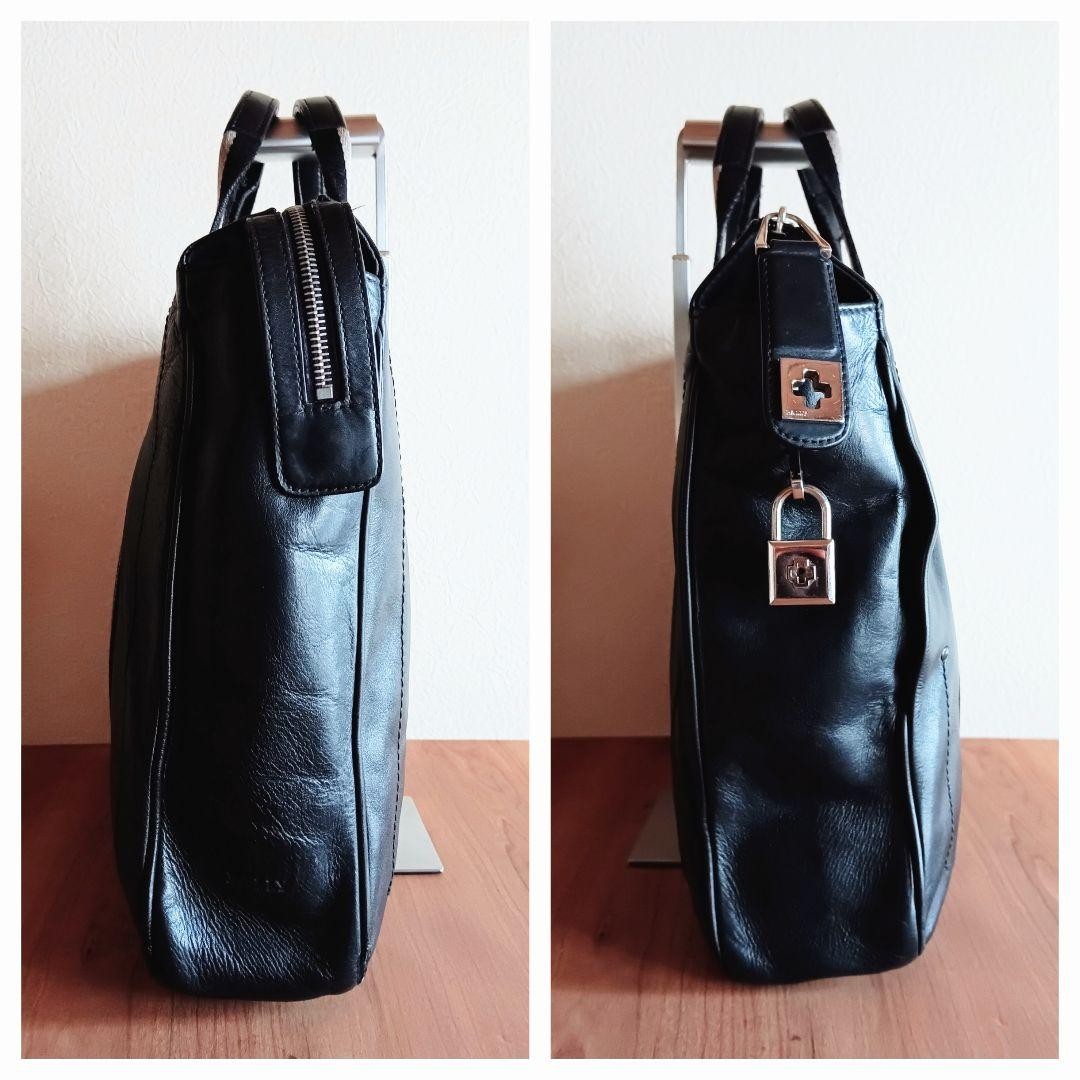 BALLY Trainspotting Hand Bag Briefcase Leather Black Unisex Used From Japan