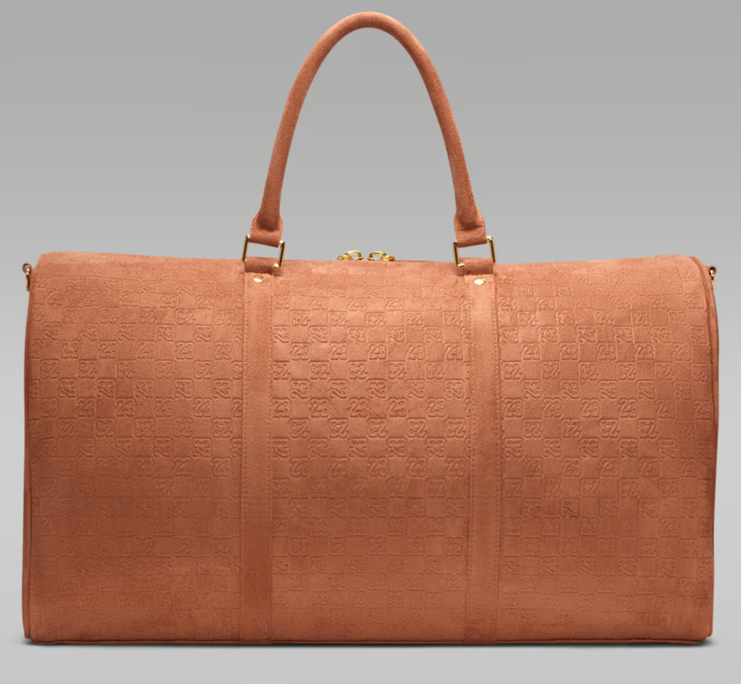 Jordan Suede Monogram 40L Duffel Bag Cognac NEW