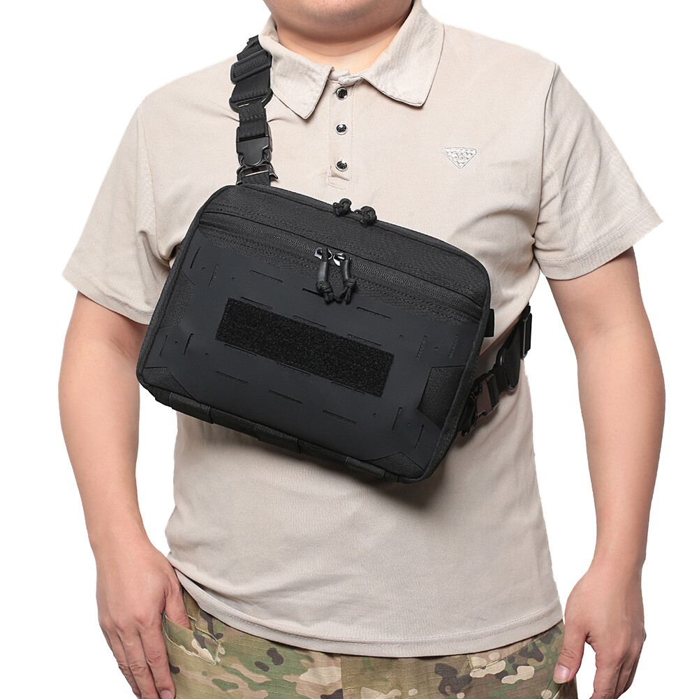 Tactical Chest Vest Bag Backpack Molle EDC Front Rig Pouch Hiking Fishing Pack