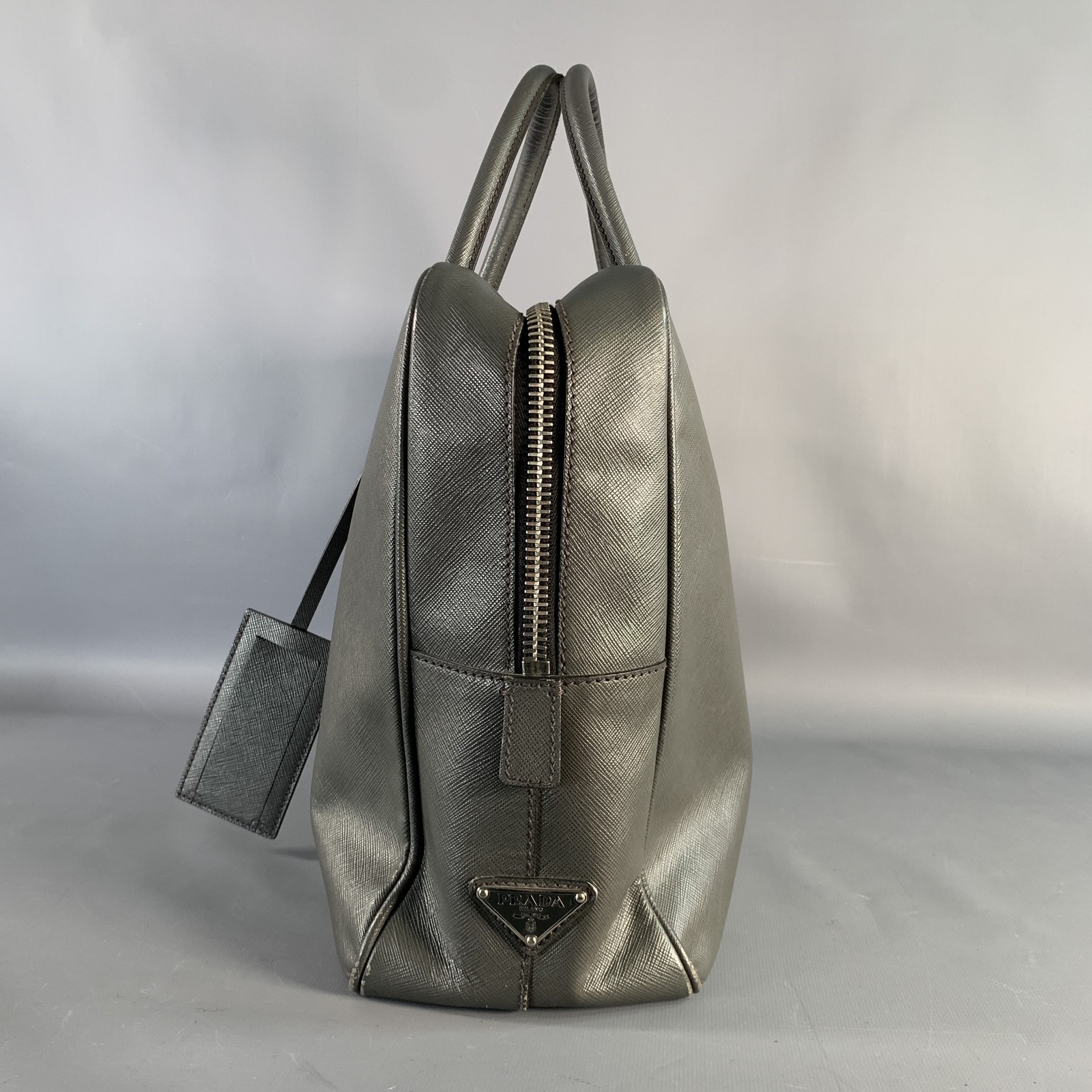 PRADA Grey Saffiano Leather Briefcase