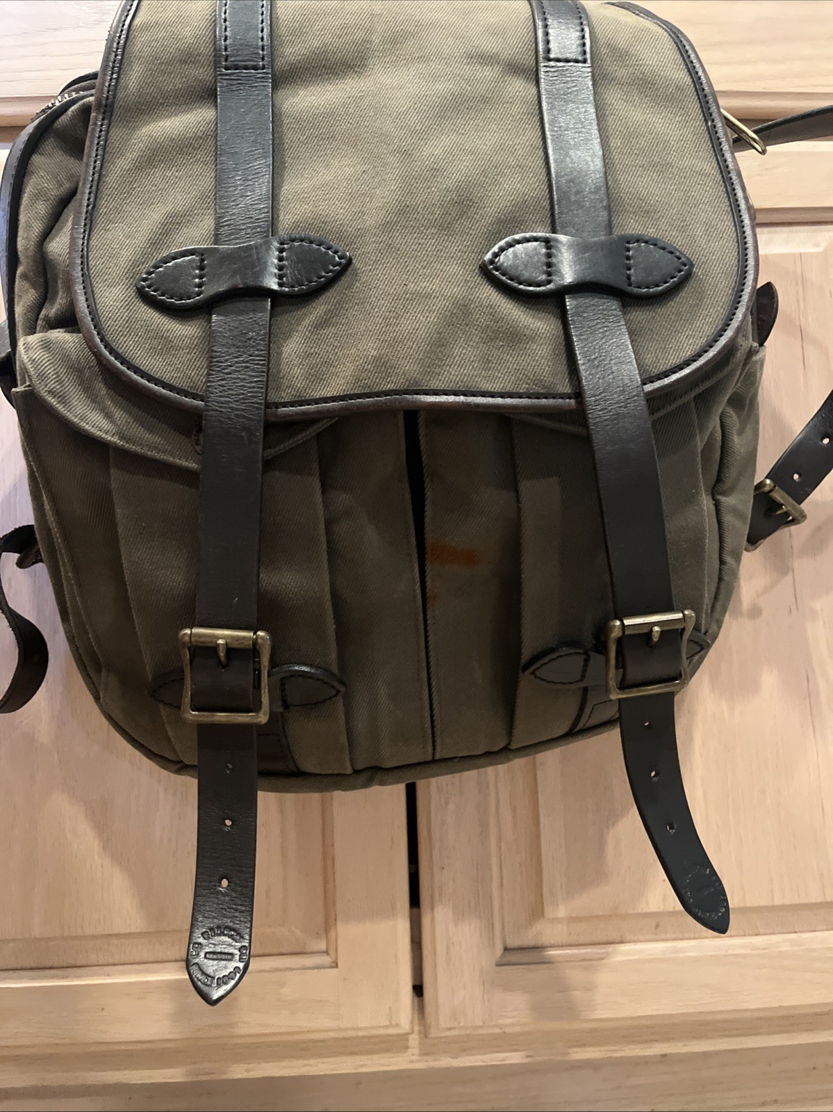 🔥 Filson USA Rucksack Backpack Bag Rugged Twill Otter Green Bridle Leather 262