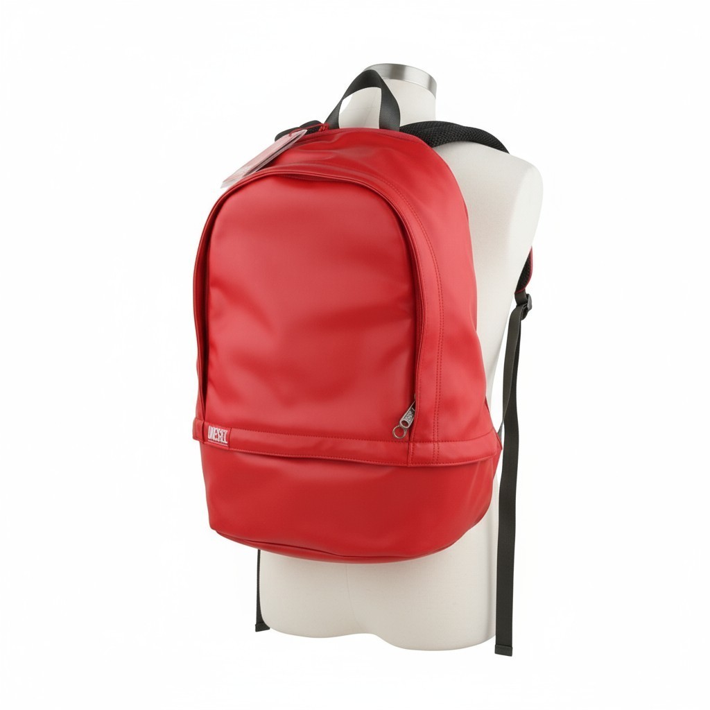 Diesel Rave Berlyn Goa Men’s Bag One Size Red Coated Backpack Logo Zip