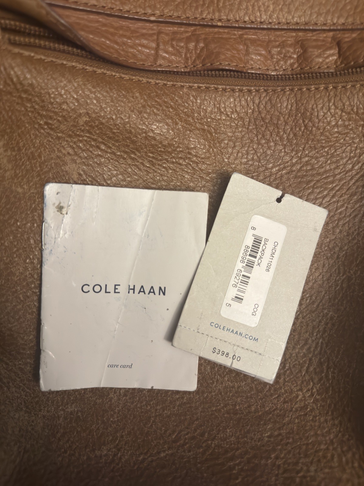 Cole Haan Chdm11026/Backpack/Daypack/Rucksack/Leather/Brown/Brown/Plain/Bag