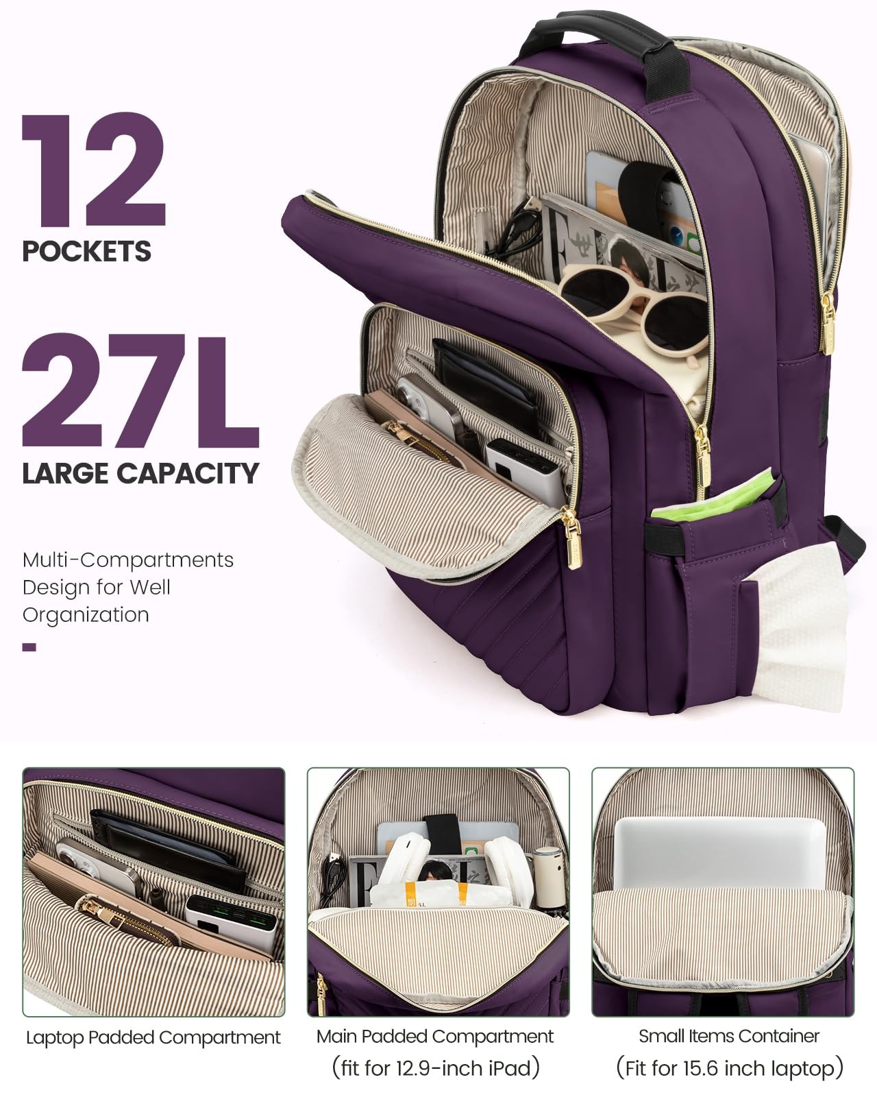 LOVEVOOK Laptop Backpack Purse for Women, Work Travel Computer Bags, College …