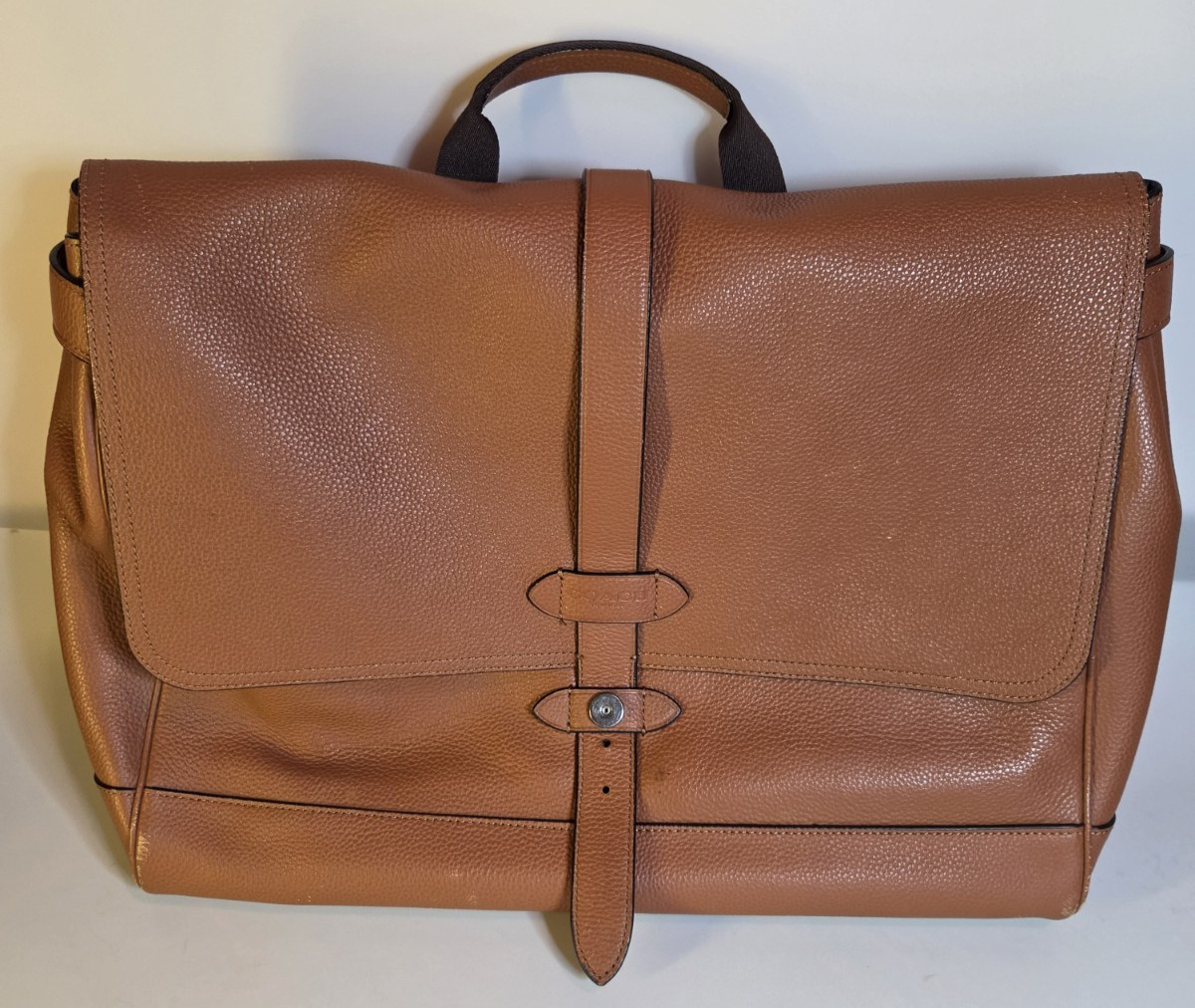 Coach Hudson F36810 Saddle Pebbled Leather Messenger Bag [Missing Buckle]