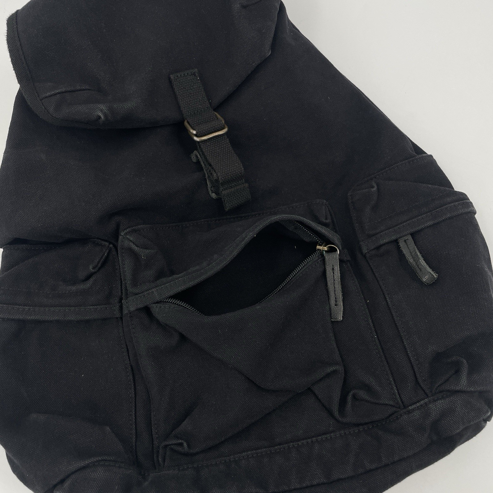 Gootium Black Thick Canvas Rucksack Backpack – Drawstring / Buckle Closure