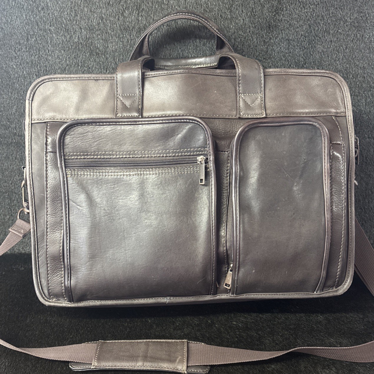 Wilson Leather Brown Genuine Leather Briefcase Travel Bag Laptop Expanding