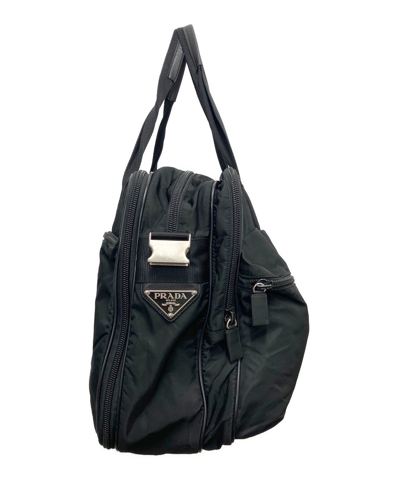 PRADA 2WAY Briefcase Nylon Black Mens Business Bag Zip Double Handles