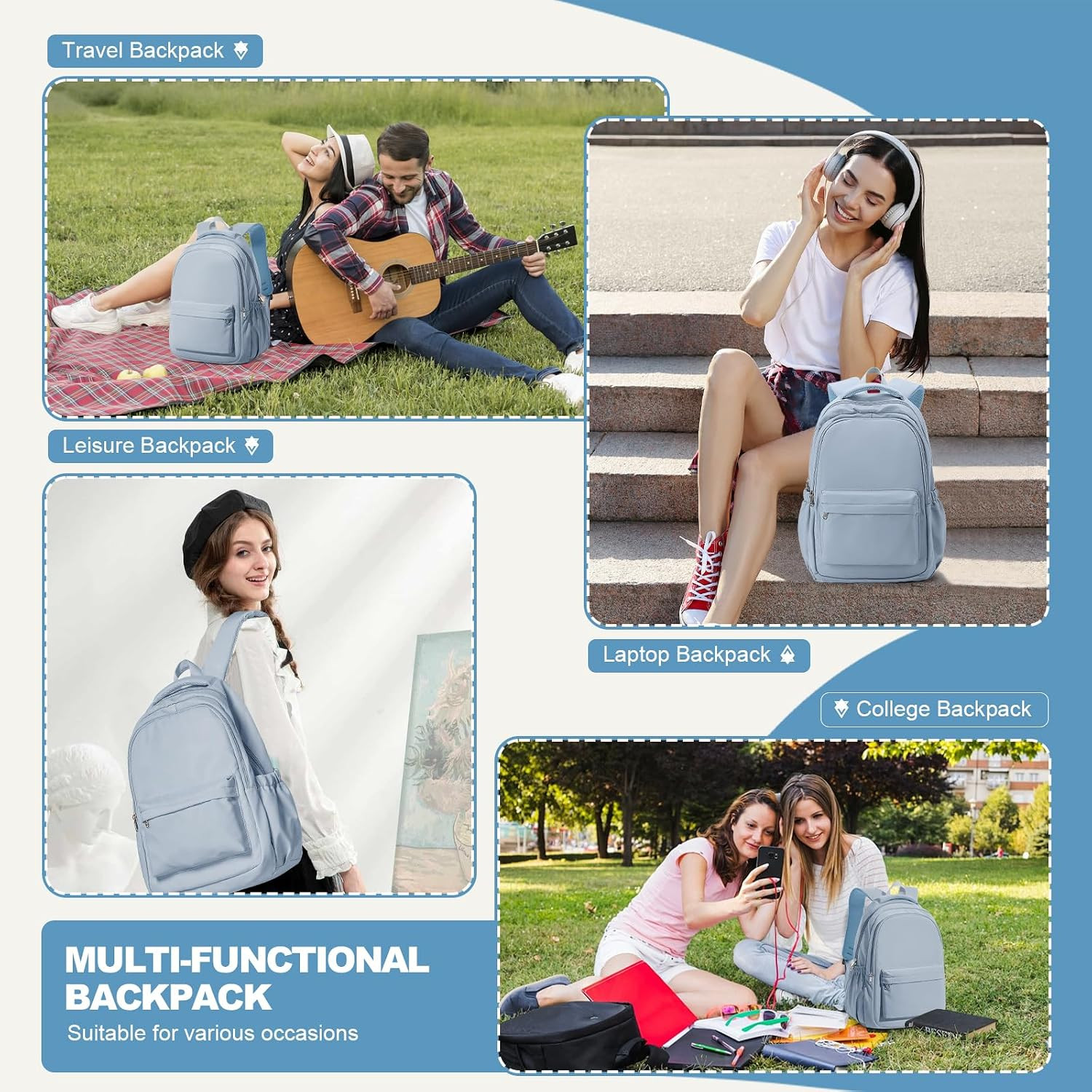 Lightweight Backpack for Women Men Laptop Travel Work Casual Daypack College Bag