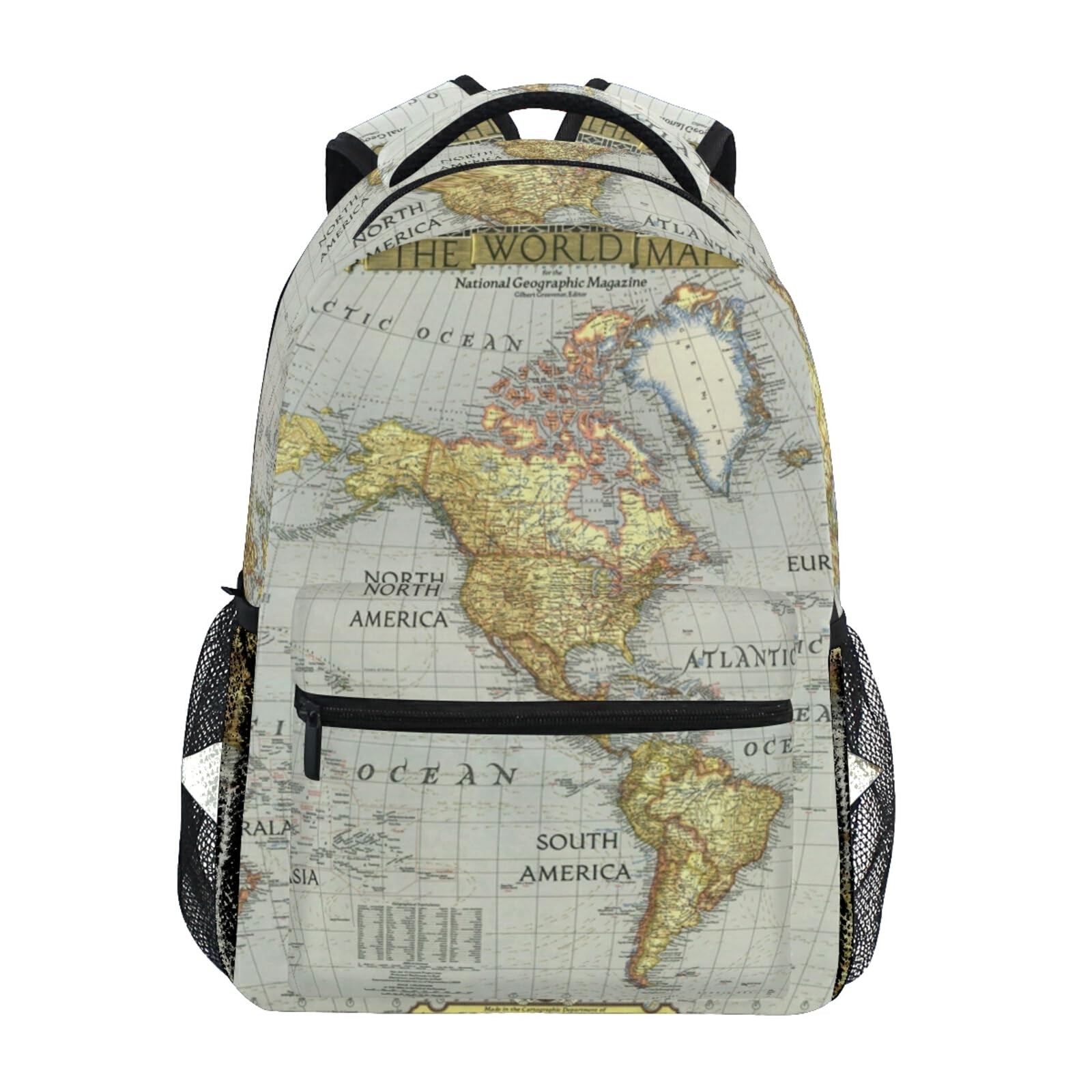 Travel World Map Backpack School Laptop Bookbag Shoulder Daypack Casual
