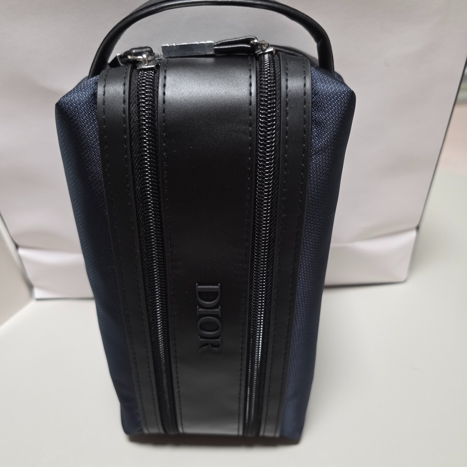 NIB Dior Navy & Black Toiletry Bag, Kit Pouch Travel case, Dual Zipper, NEW