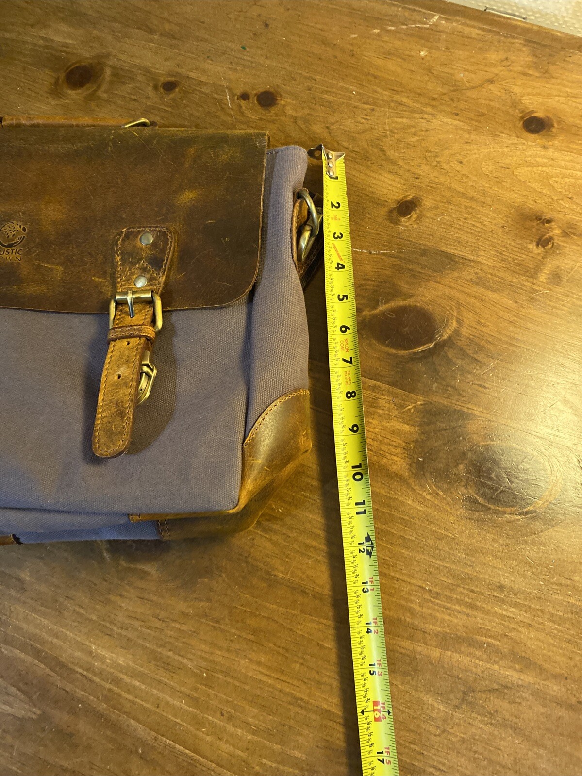 Rustic Town Men’s Leather Canvas Messenger Bag Laptop Pocket