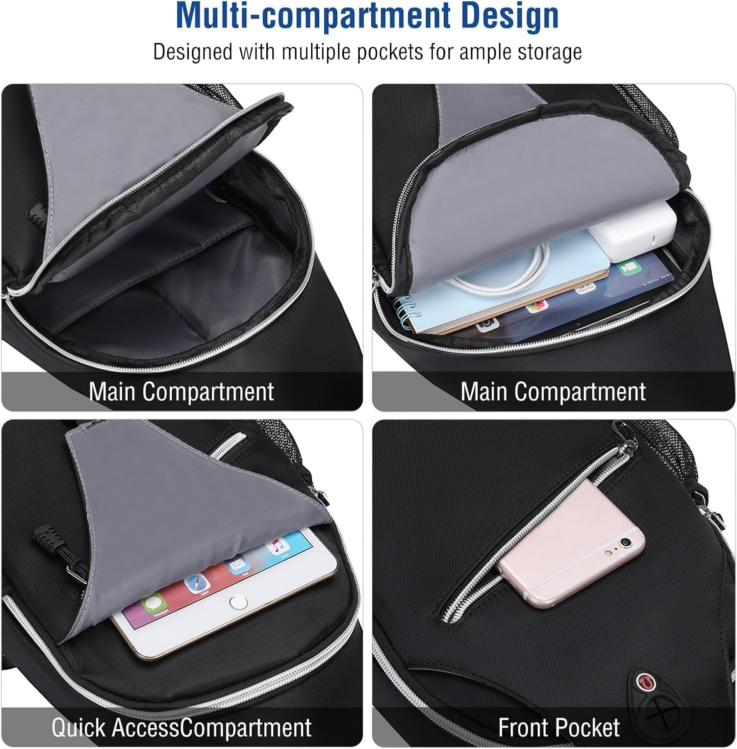 Lightweight Black Sling Backpack for Men – Ideal for Hiking and Casual Travel