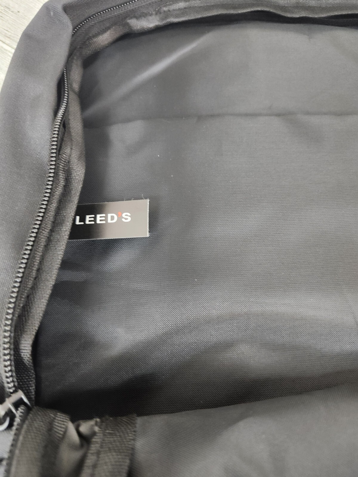 Leeds Black ~ Brand NEW Backpack ~ 18 x 12 x 6, Laptop bag, hiking, dual pouch.