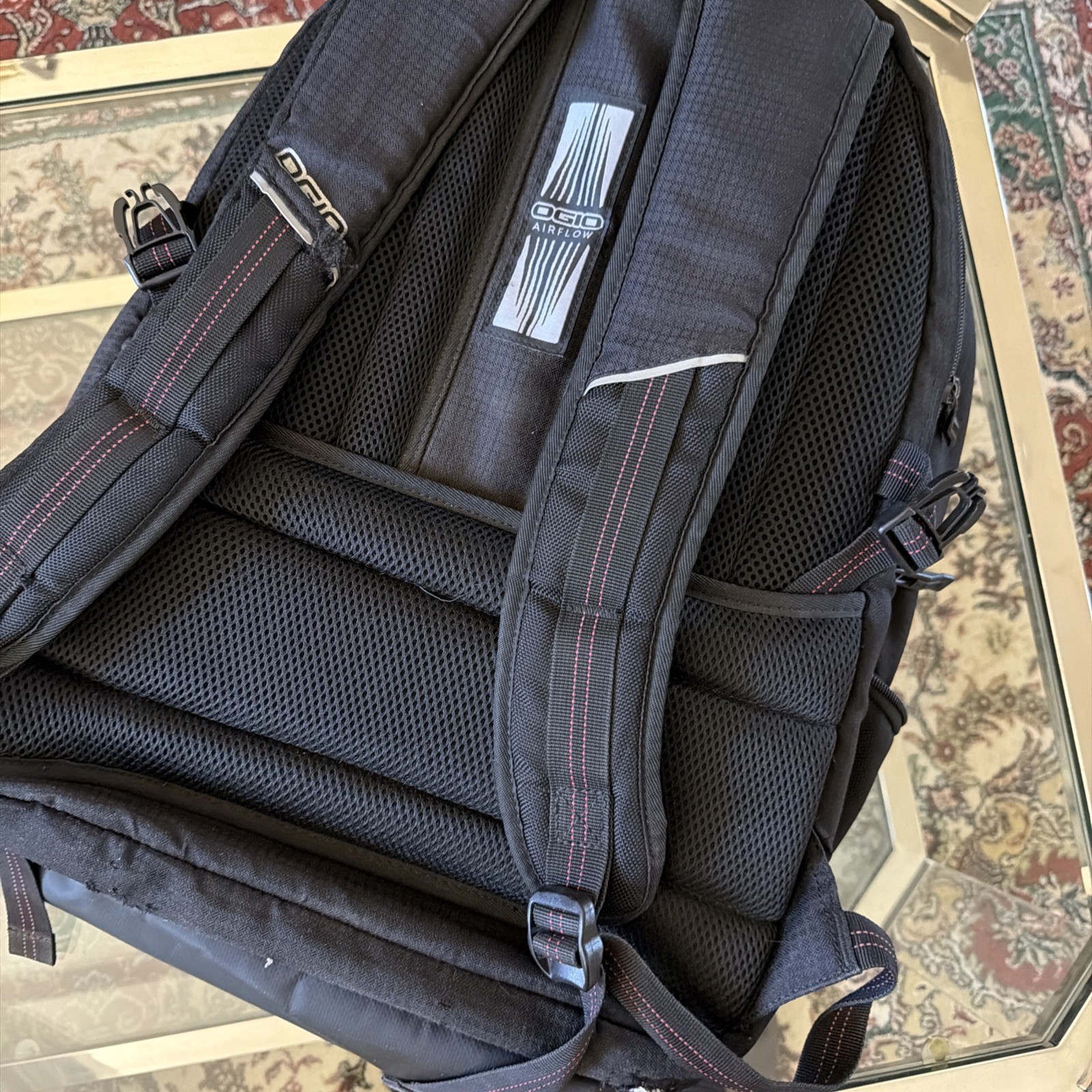 OGIO AIRFLOW Black w/Red Stitching Tech Vault Armored Pocket Backpack