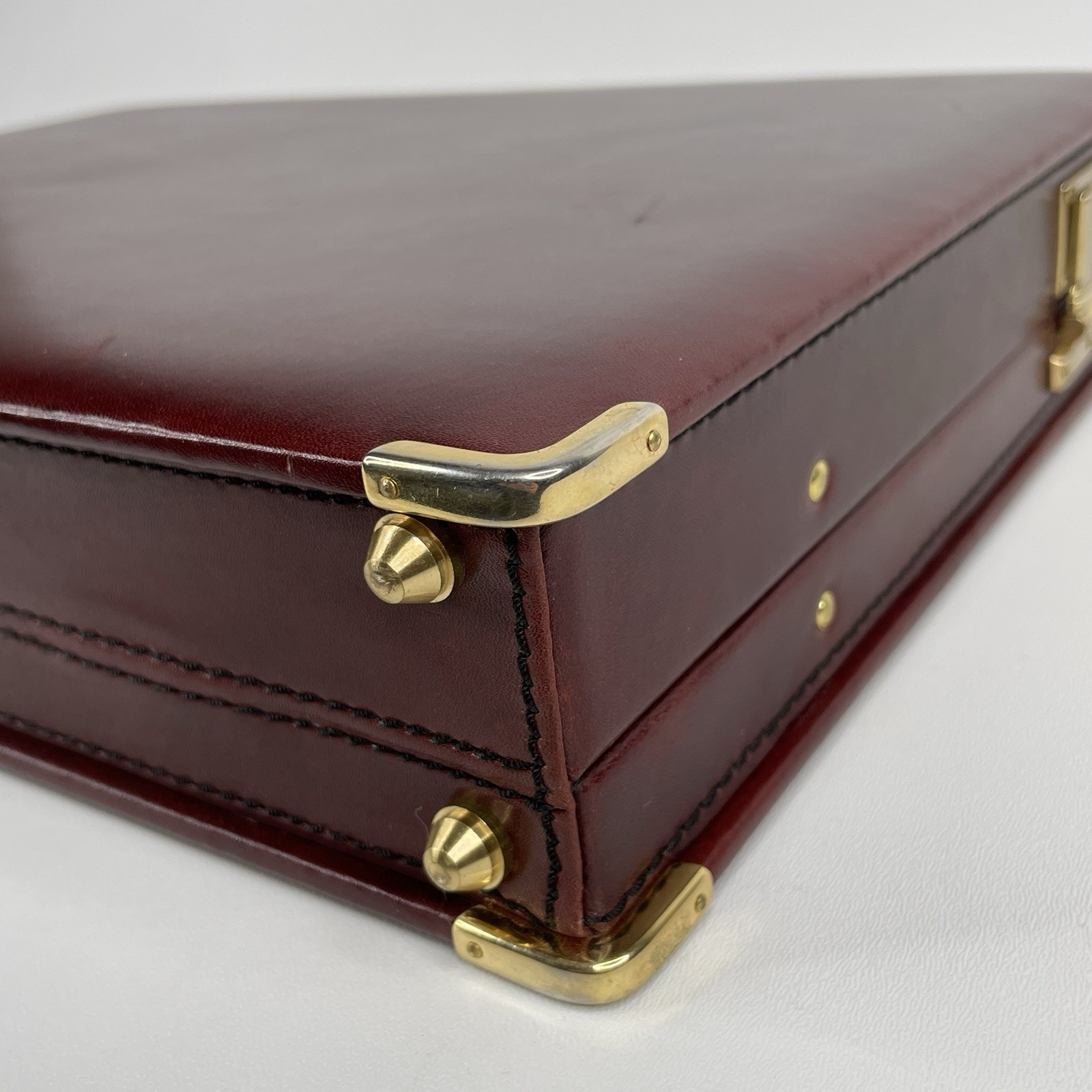 TUMI Burgundy Side Lock Attaché Leather Slim Hard Case Briefcase 2.75″, 1990s