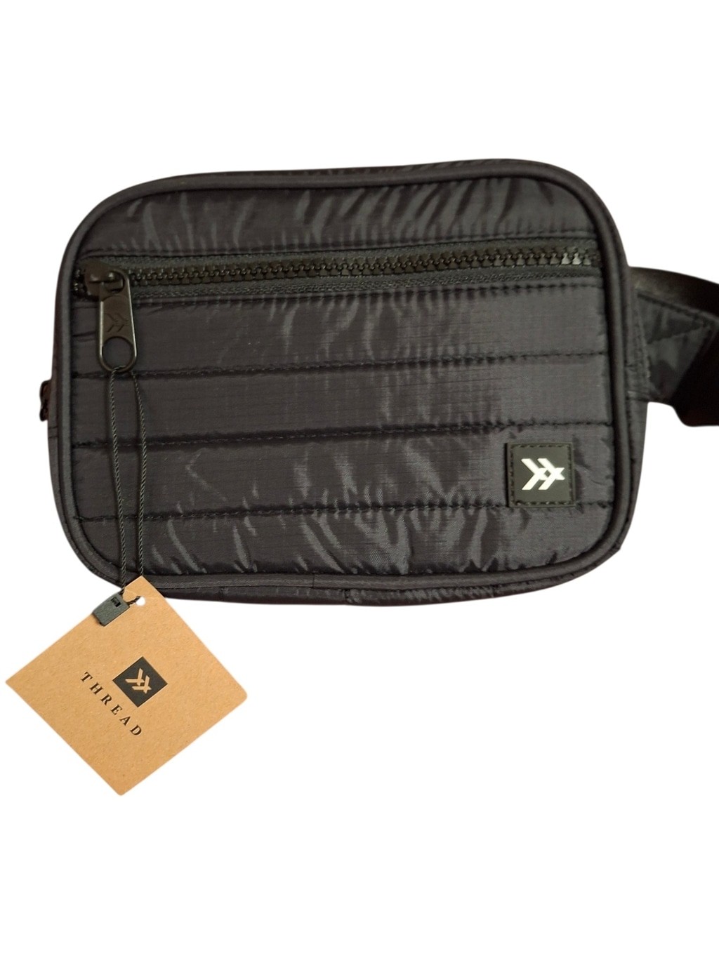 Thread Black Quilted Crossbody Carry-on Belt Bag for Men NEW