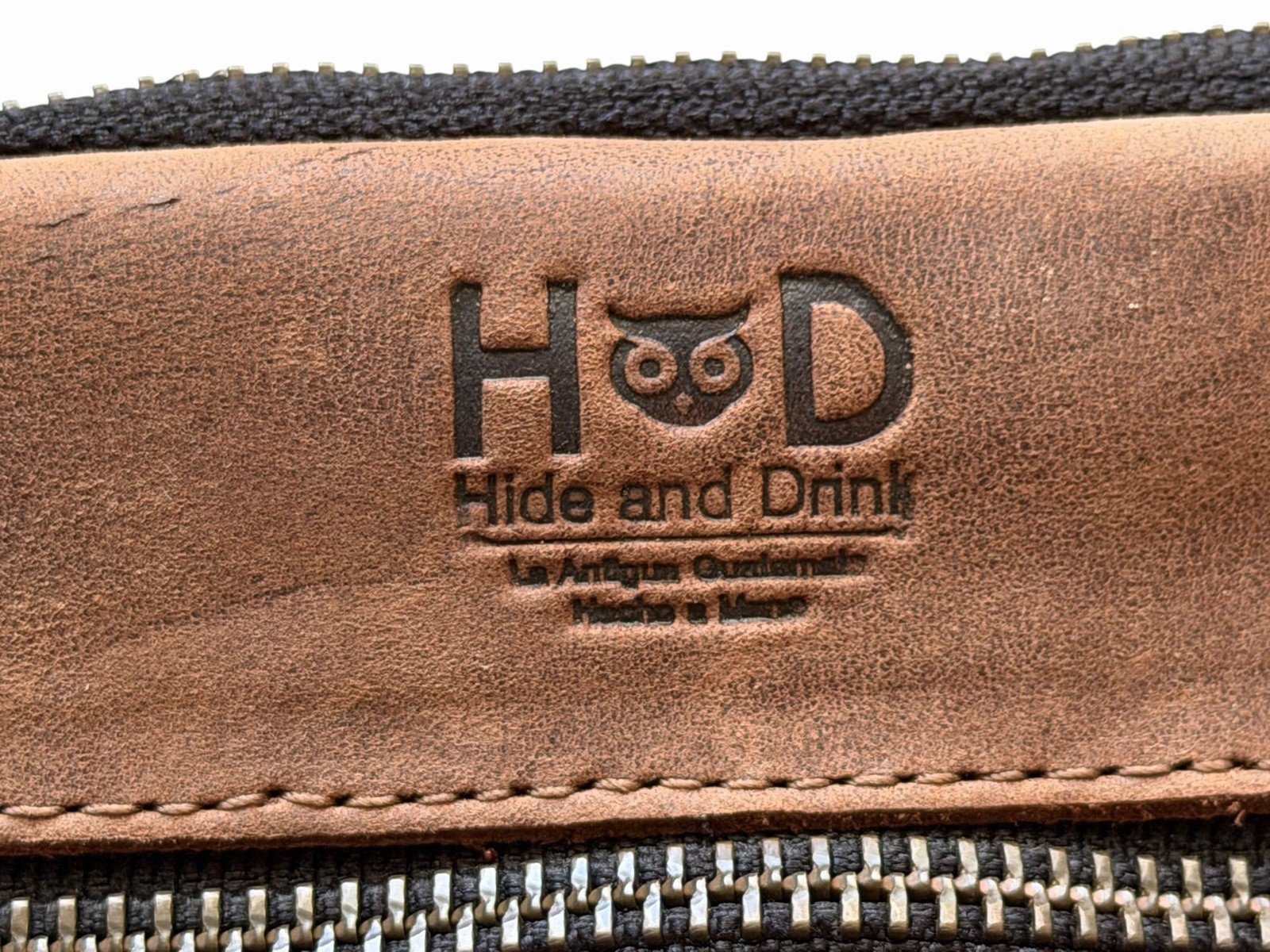 Hide And Drink Full Grain Leather Zip Up Pouch 11″ x 5″ Nice Solid Condition!