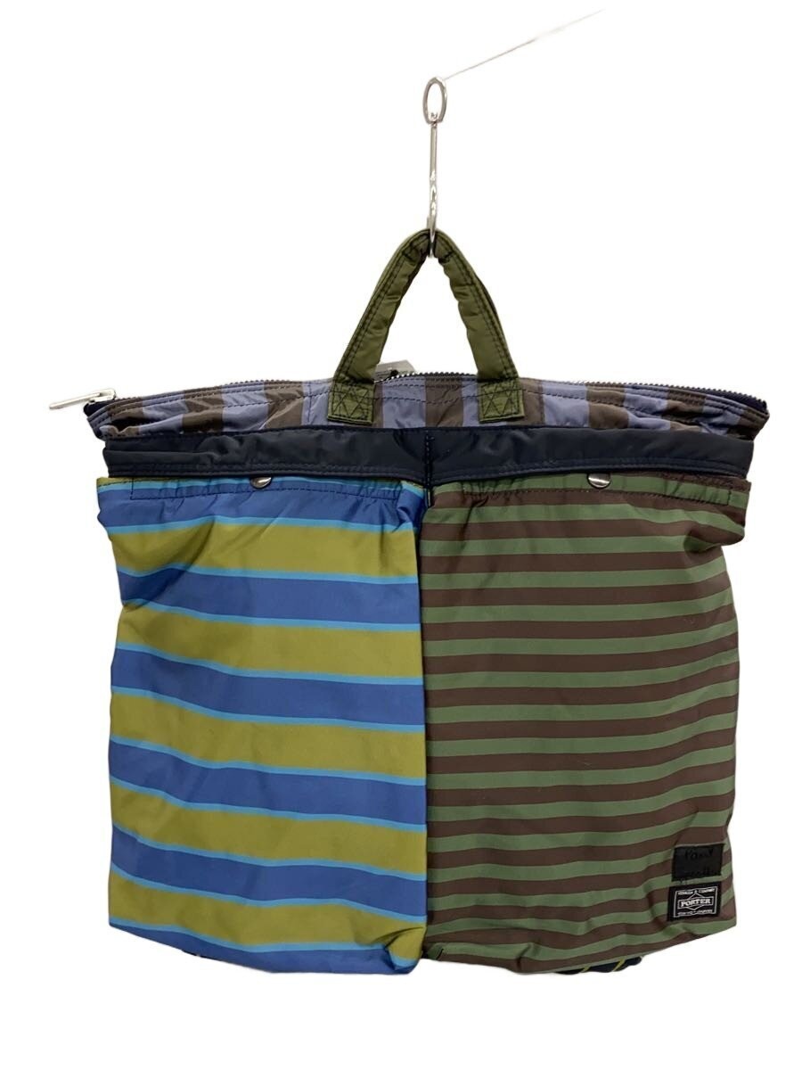 Authentic PORTER 22SS Helmet Bag Nylon Green Border 50cm High 46cm Wide