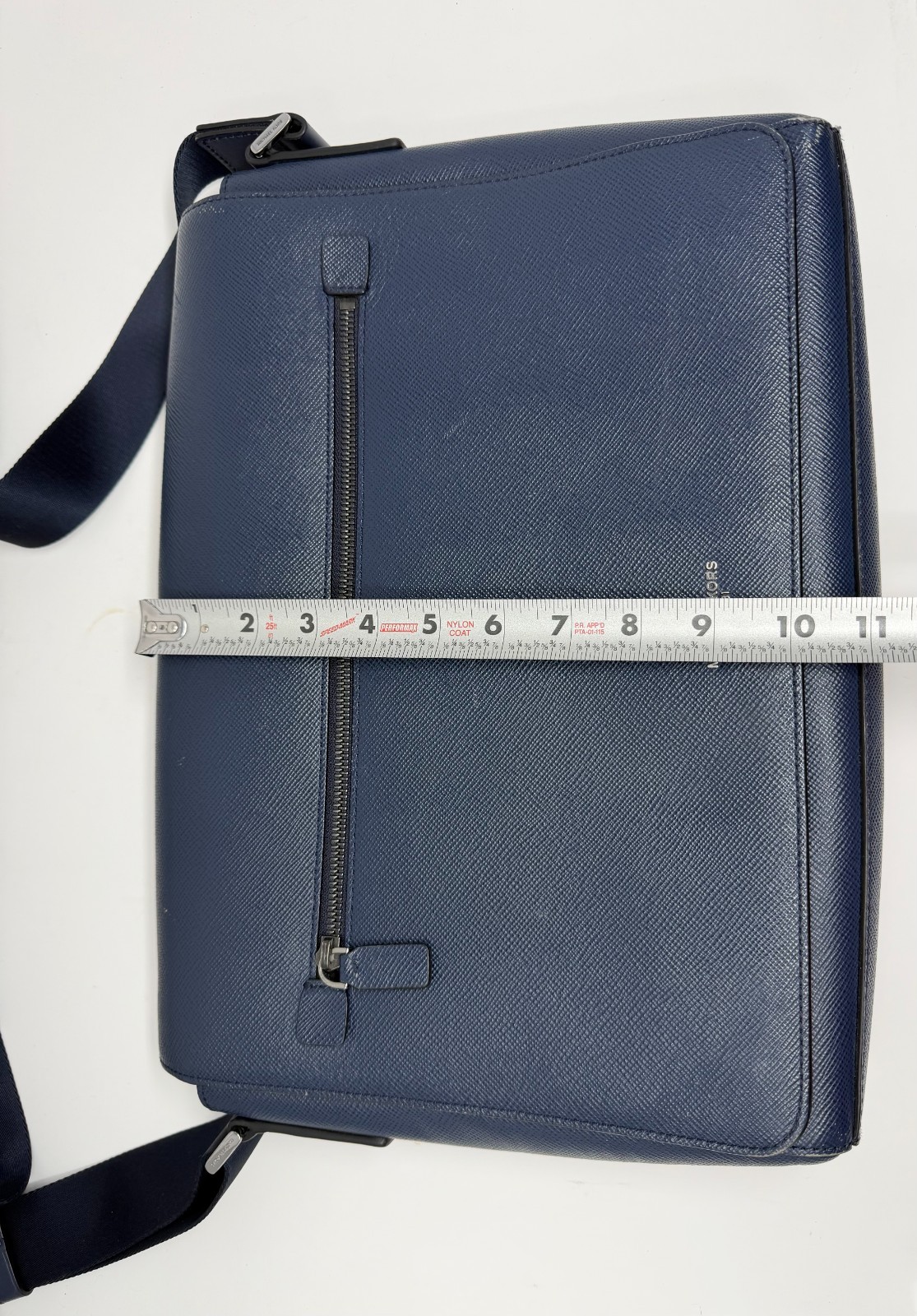 Michael Kors Cooper Dark Blue Pebbled Leather Messenger Bag