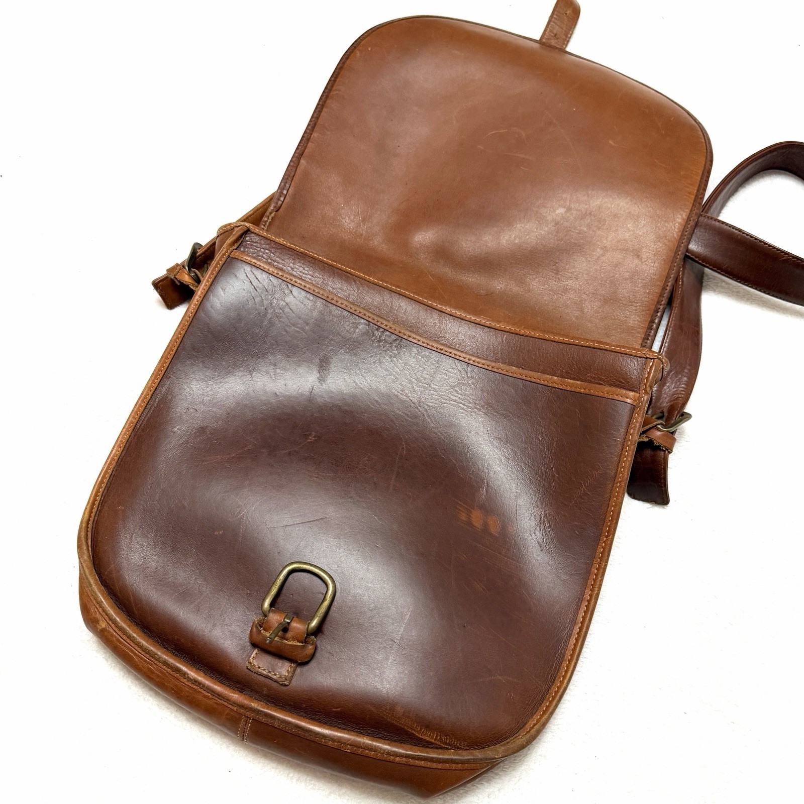 Joseph Hanna New York Handmade Brown Leather 11.5” X 13” Messenger Crossbody Bag