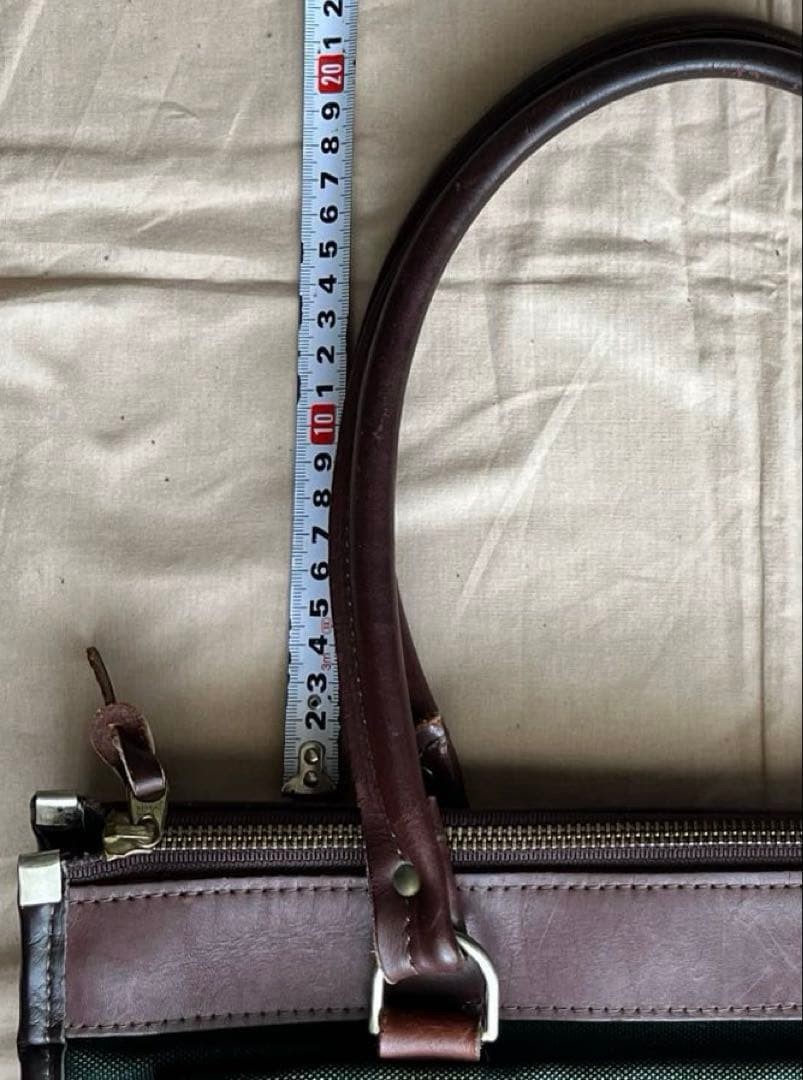 ORVIS Briefcase Business Bag Handbag Canvas Leather in Green USED Good Condition