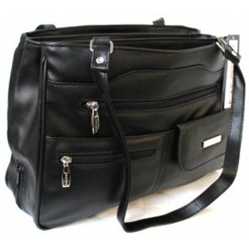 Multi Compartment Handbag. Colours: Black, Navy, Taupe or Bone. Style No: 4291