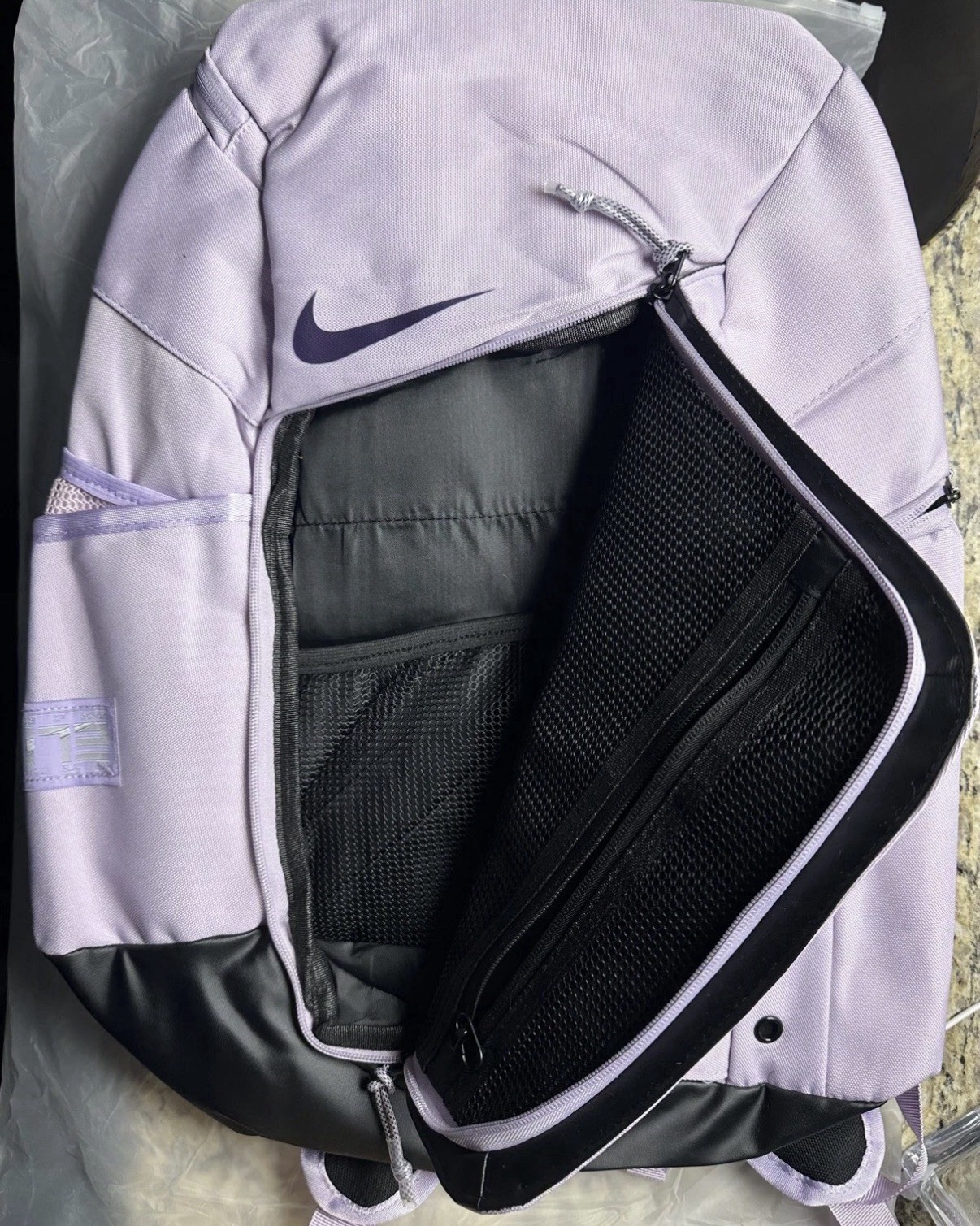 Nike Large Backpack Purple/Black Zip Closure Outer Pockets Adjustable Strap