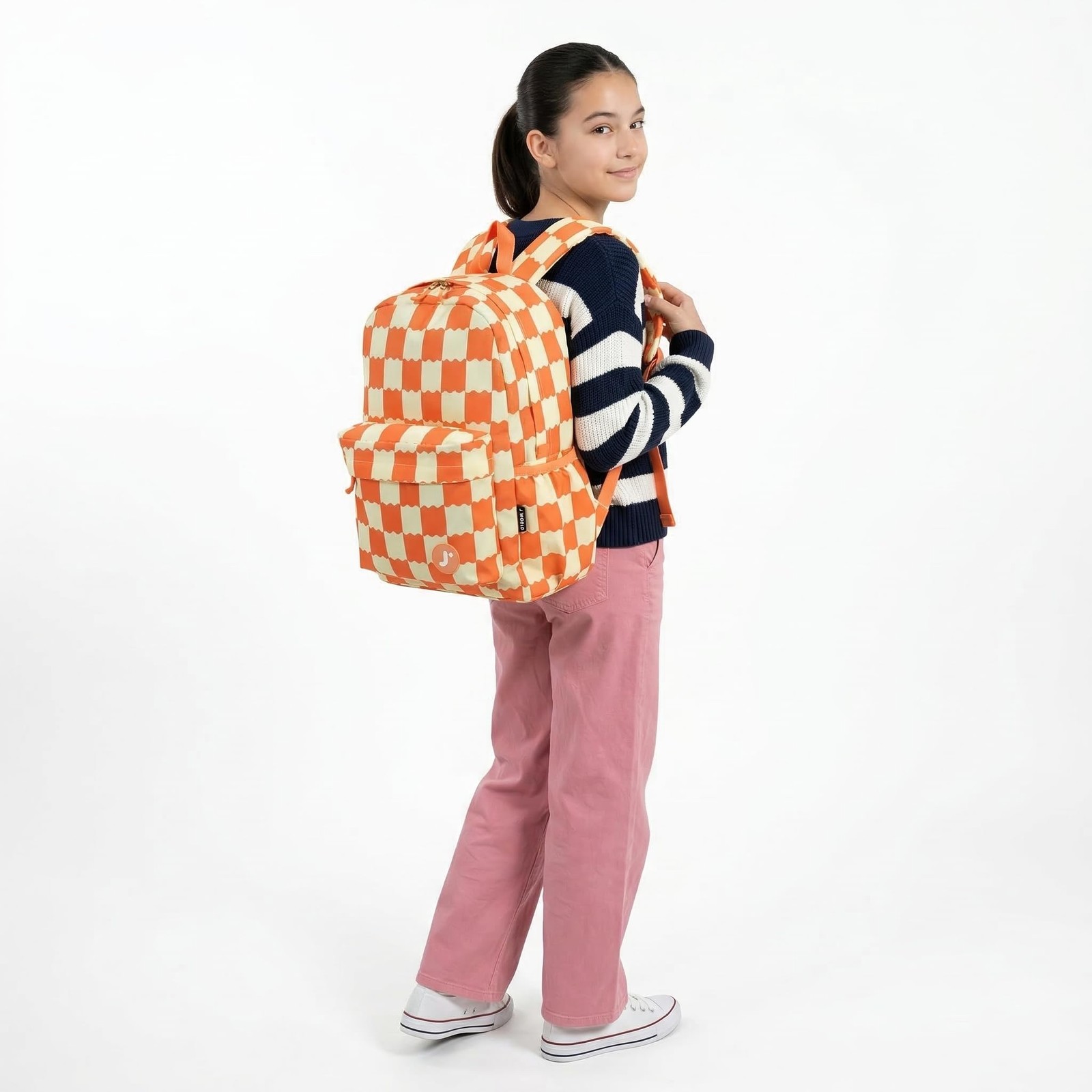 J World Oz Middle School Backpack Kids Laptop Bookbag Matcha Checkers