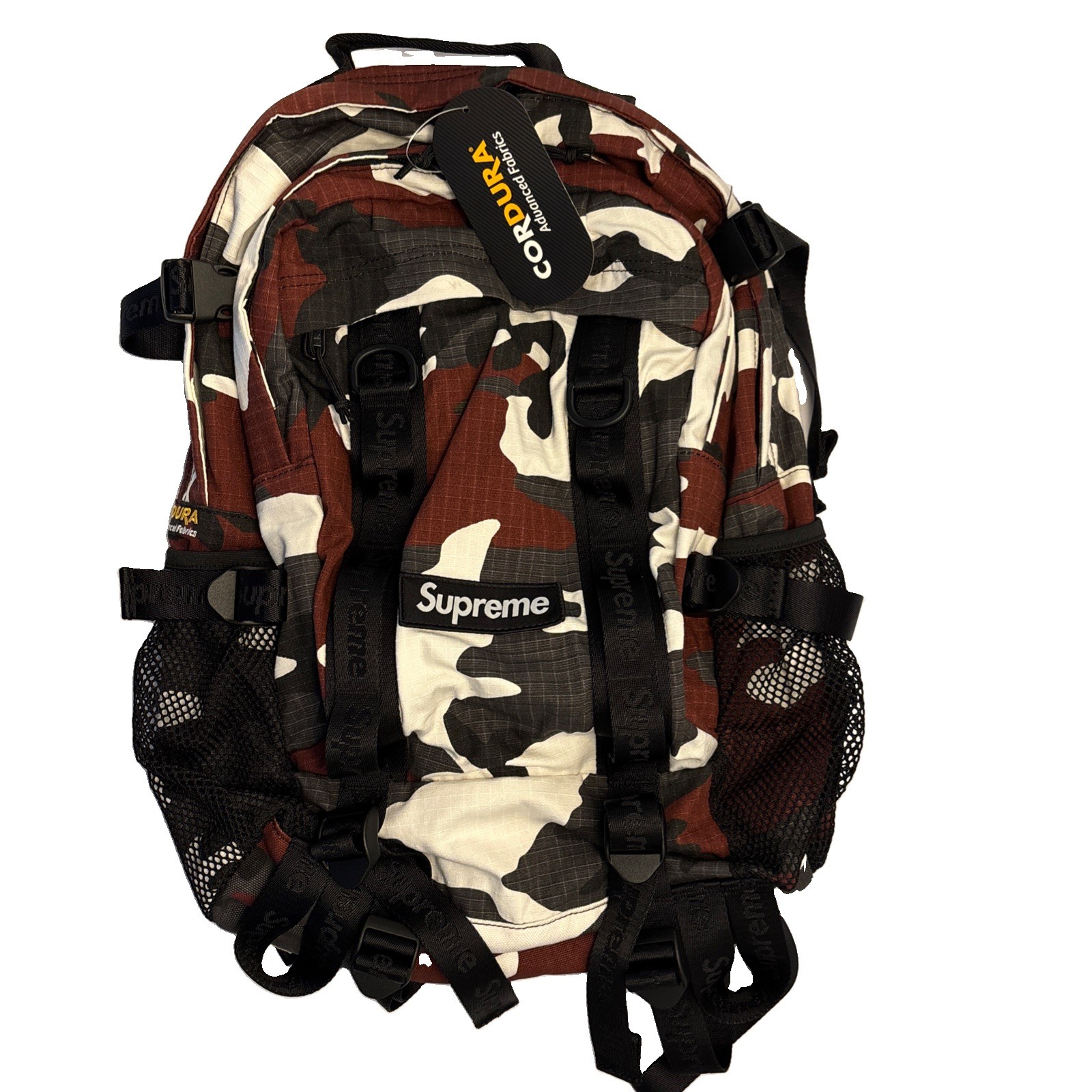 Supreme Logo Red Camo Backpack SS26