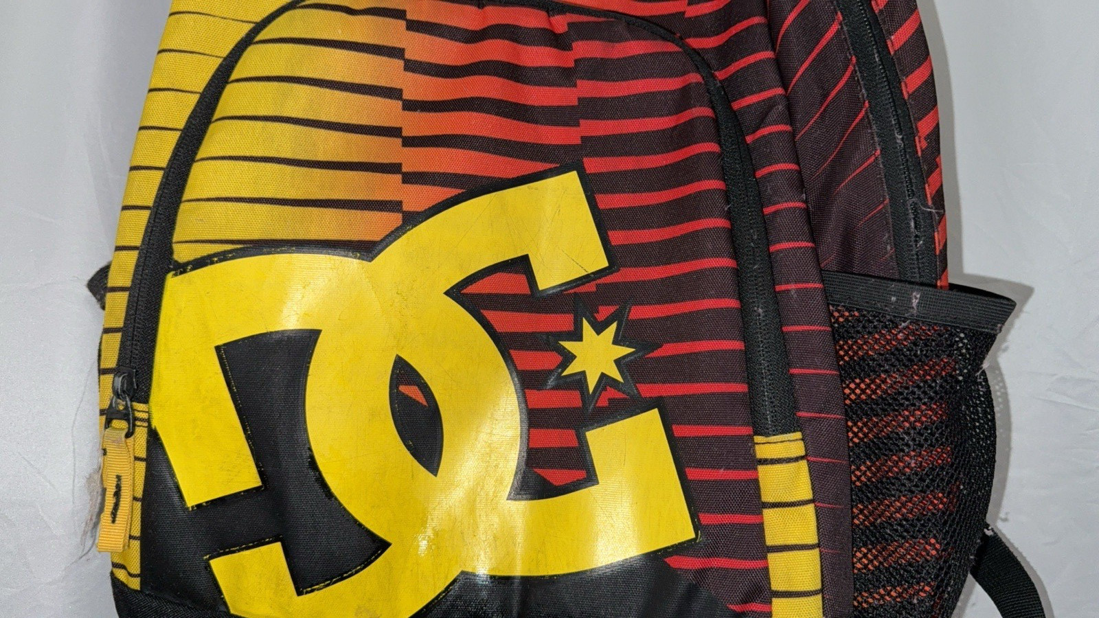 Vintage DC Shoes Skating Backpack RED YELLOW BLACK PRE OWNED