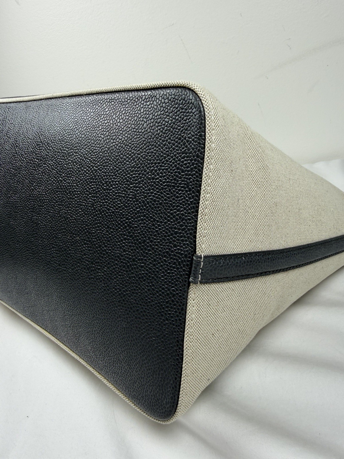 Thom Browne Tricolor Canvas Leather Medium Duffle Tote Bag NEW w/ Dust Bag