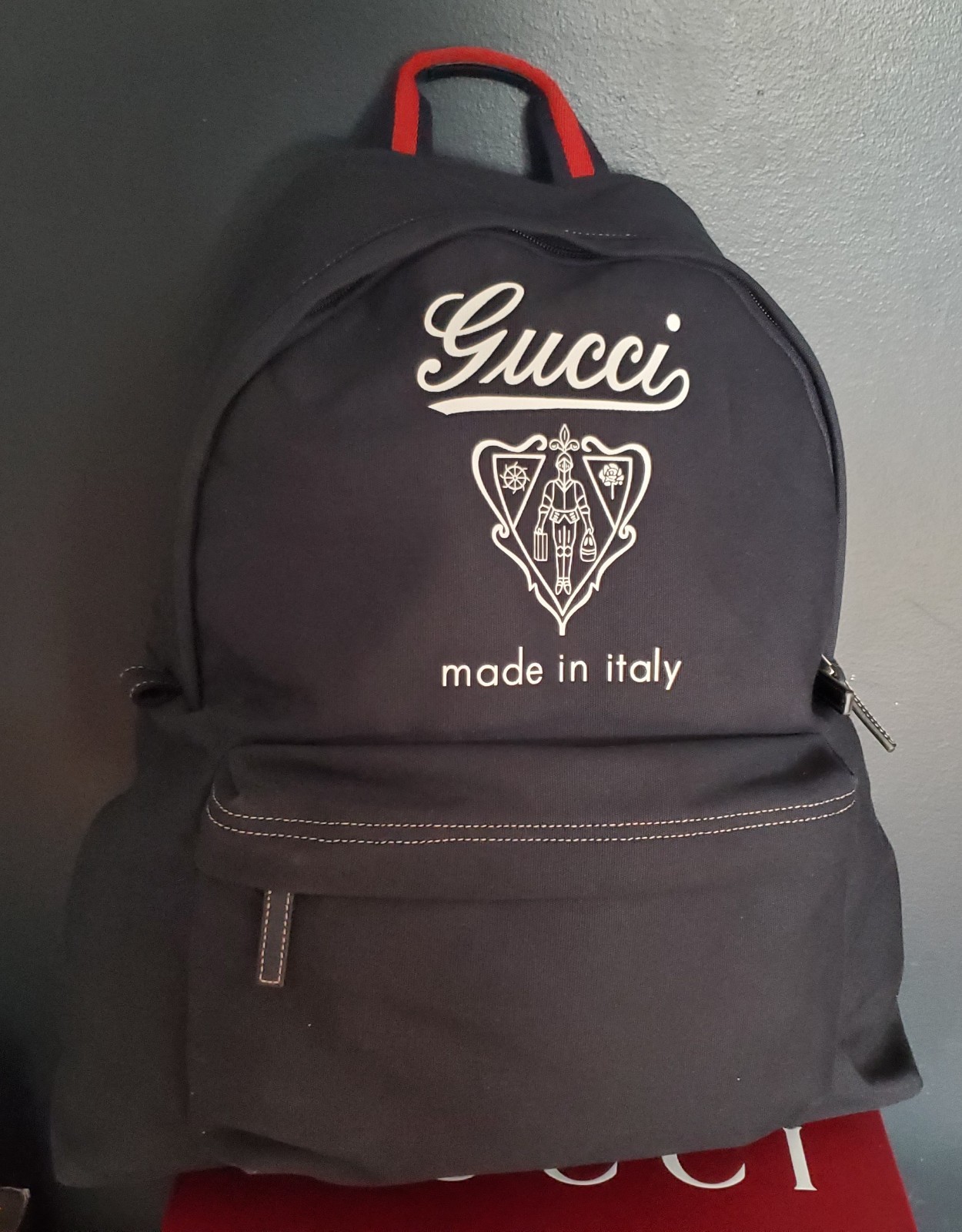 NEW AUTHENTIC GUCCI LARGE CANVAS AND LEATHER LOGO PRINT BACKBACK