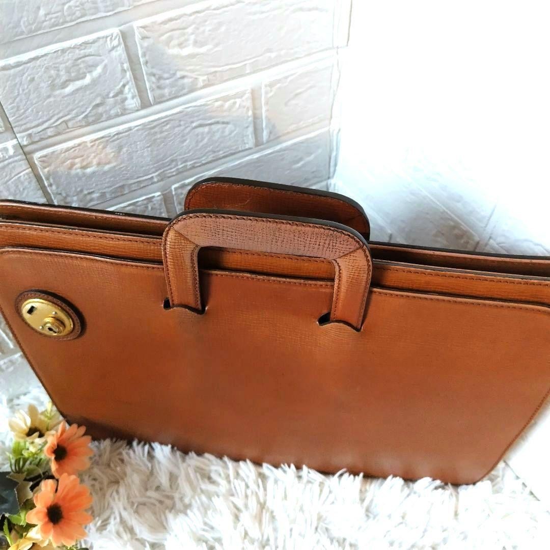 Authentic Burberrys Men’s Leather Business Briefcase 42cm Brown Gold Hardware