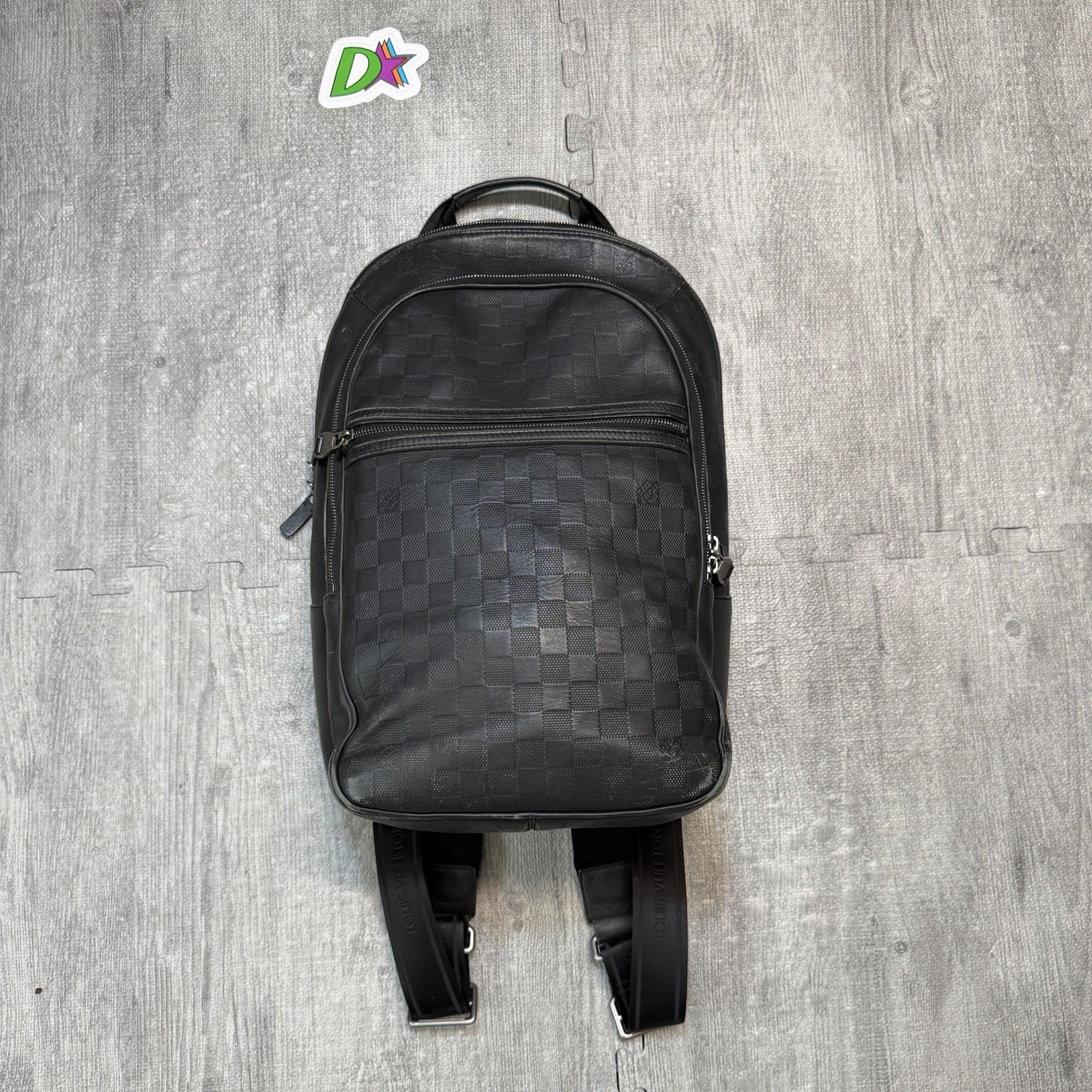 Louis Vuitton Michael NM Backpack Damier Infini Leather, Black, Worn