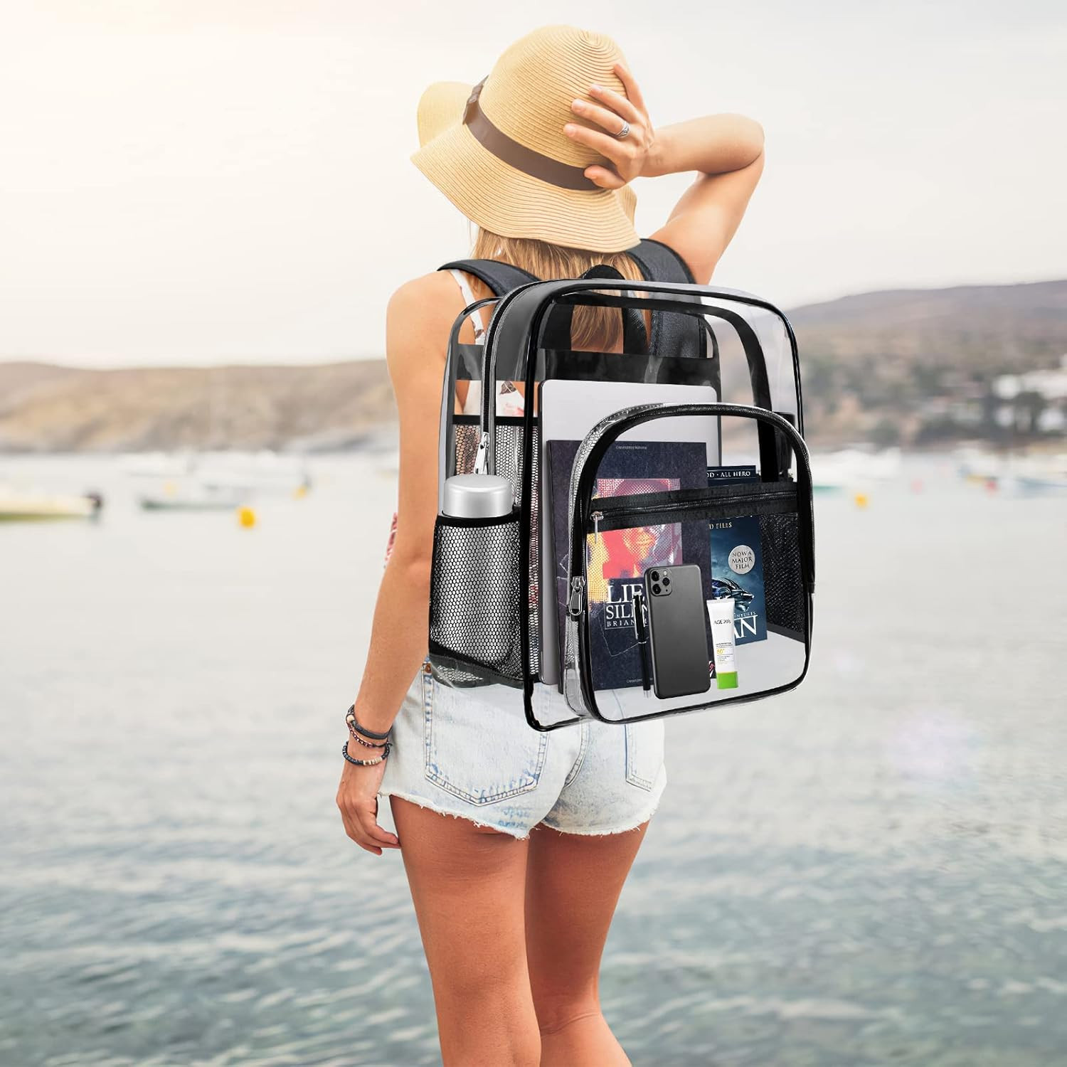 Clear Backpack,Sturdy Shape Heavy Duty Large Clear Backpack