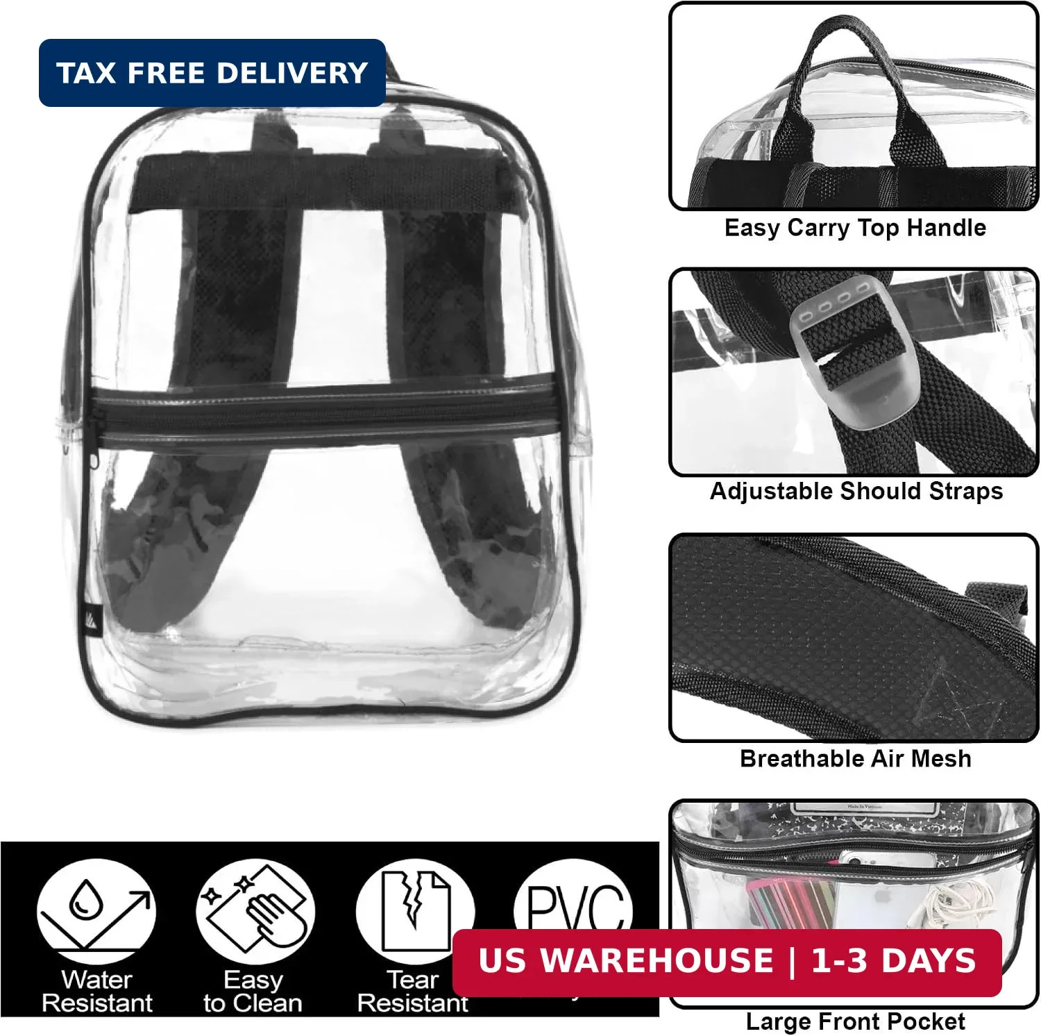 Trail maker Mini Clear Backpack Stadium Approved Small Clear Concert Bag for Wor