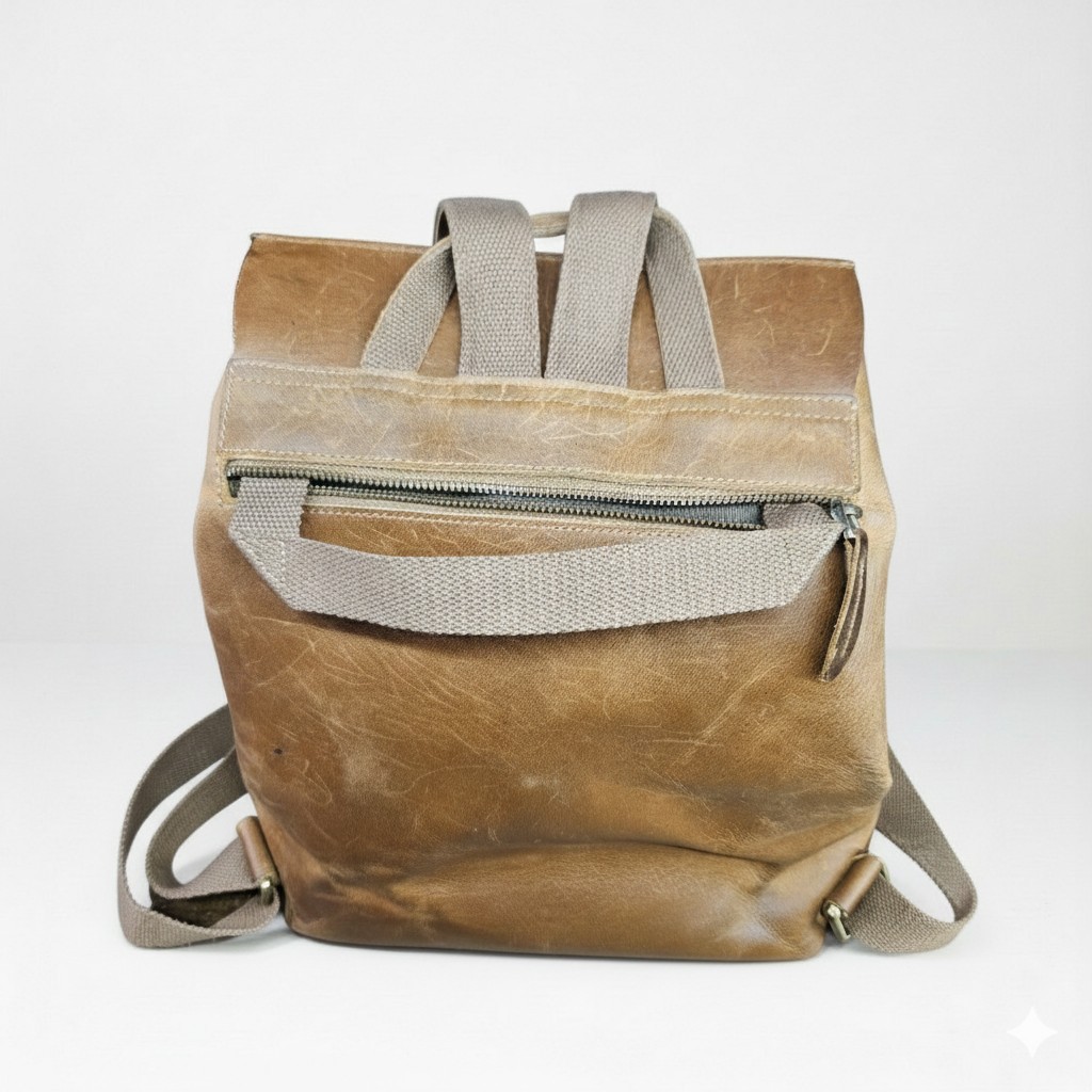 S-Zone 11x13x5.5″ Backpack Unisex Leather Brown Adjustable Straps Pockets Lined