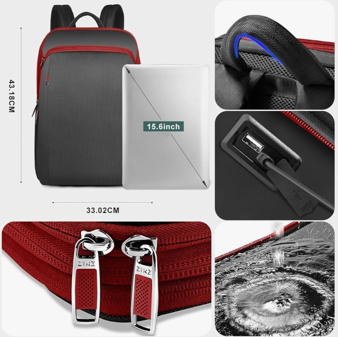 Slim Laptop Backpack for Men, 16 Inch Expandable Anti-Theft Business Travel Bag